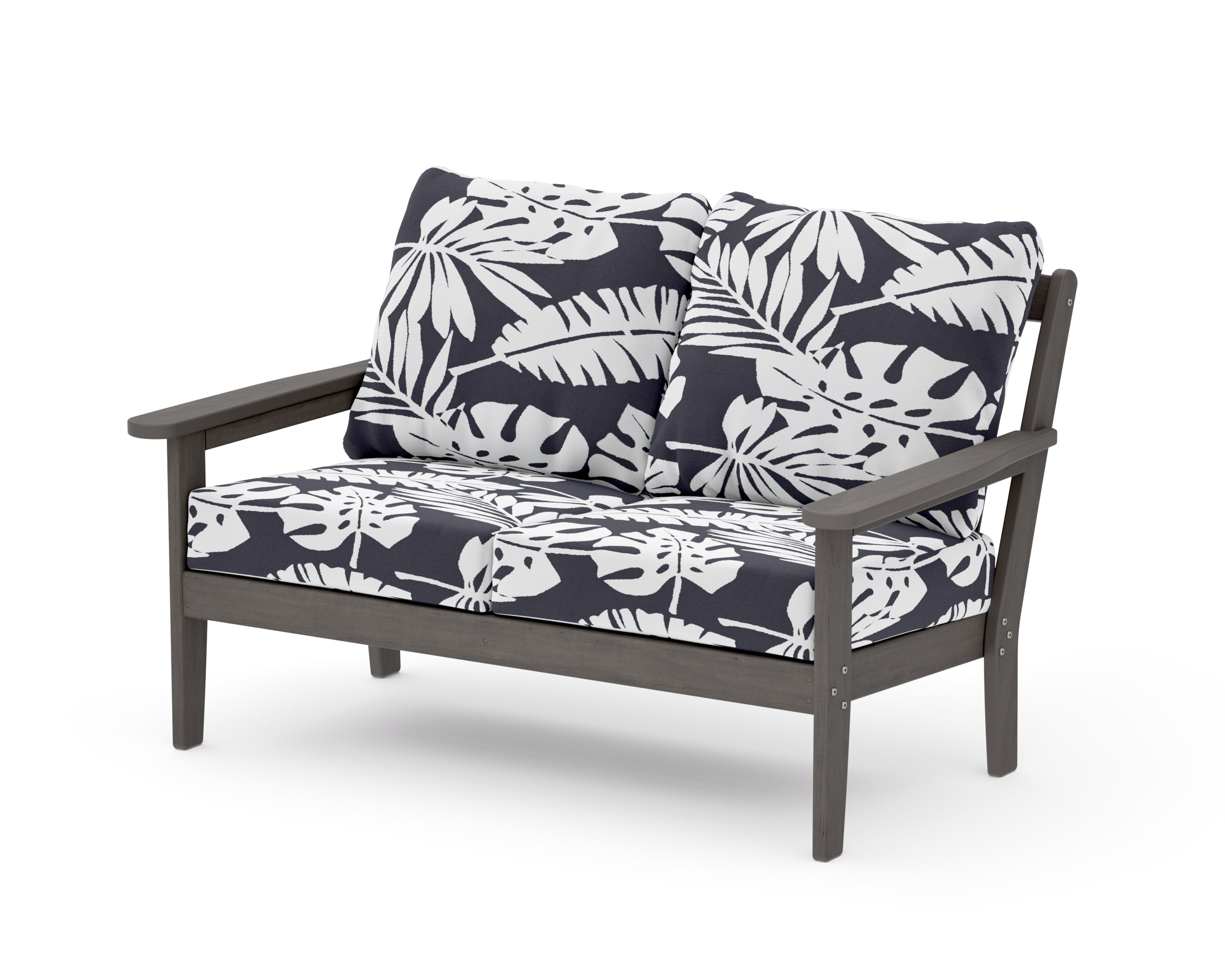 Cottage Deep Seating Loveseat in Driftwood / Leaf Navy