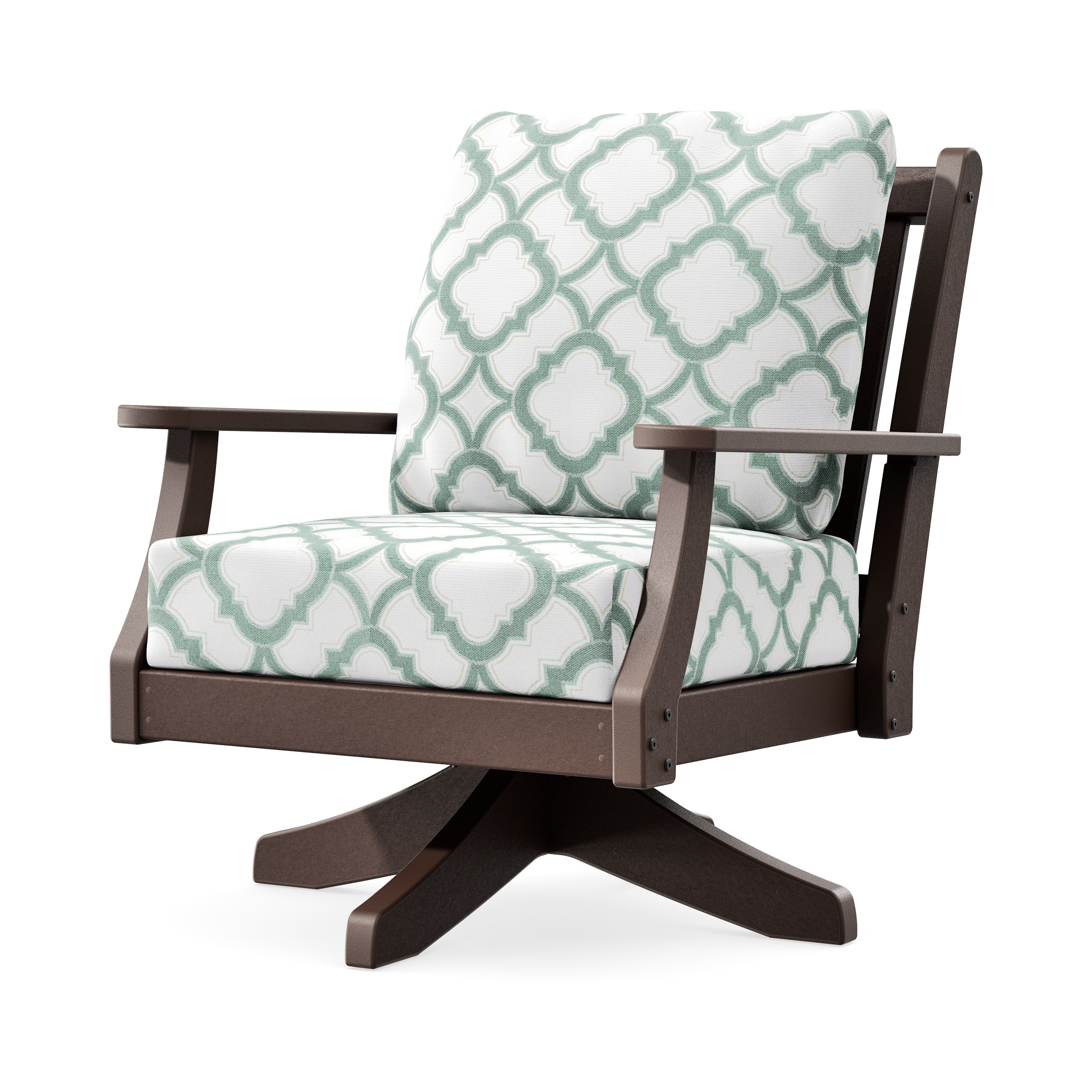 Wovendale Deep Seating Swivel Chair in Mahogany / Trellis Glacier Spa
