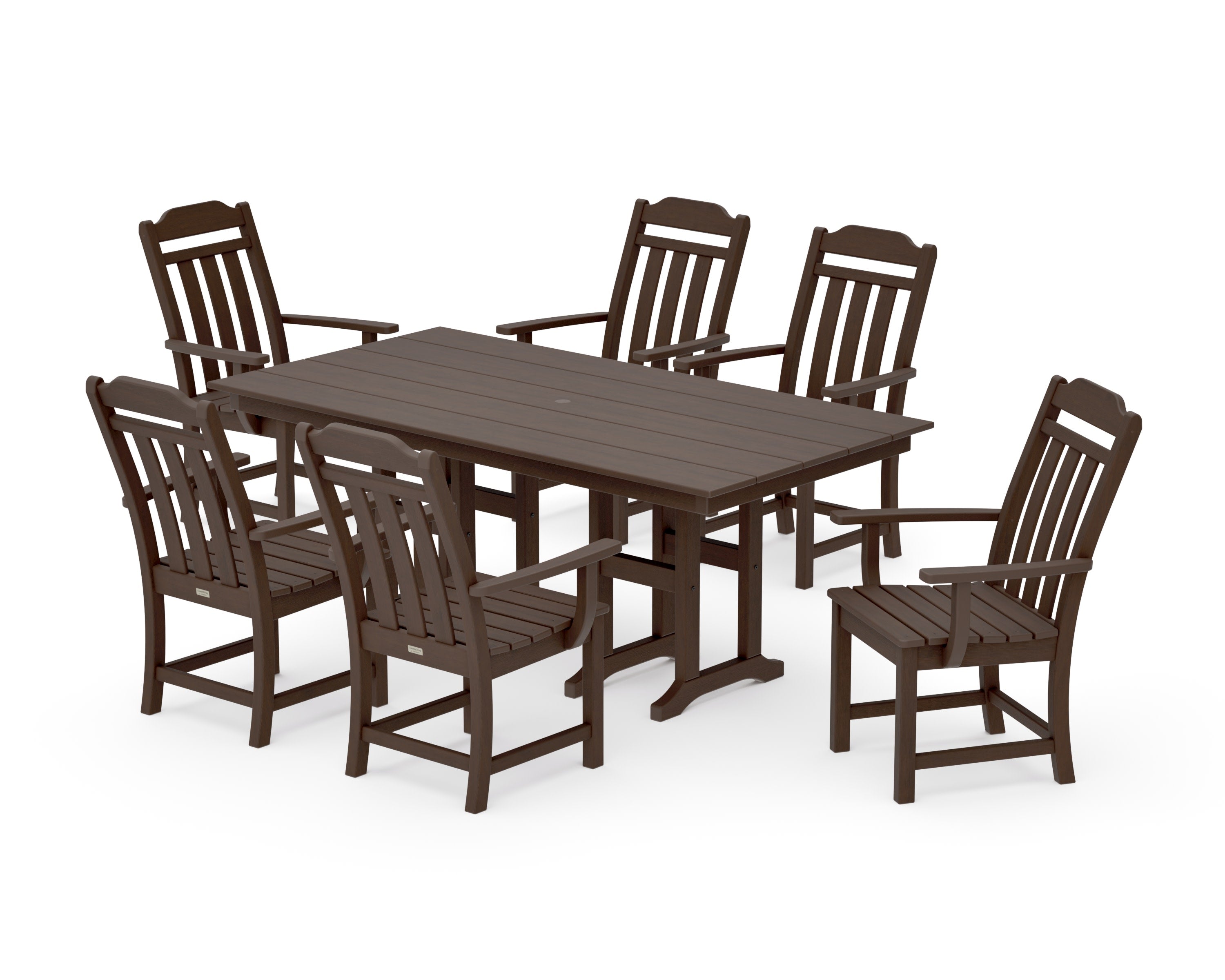 Cottage Arm Chair 7-Piece Farmhouse Dining Set in Kona