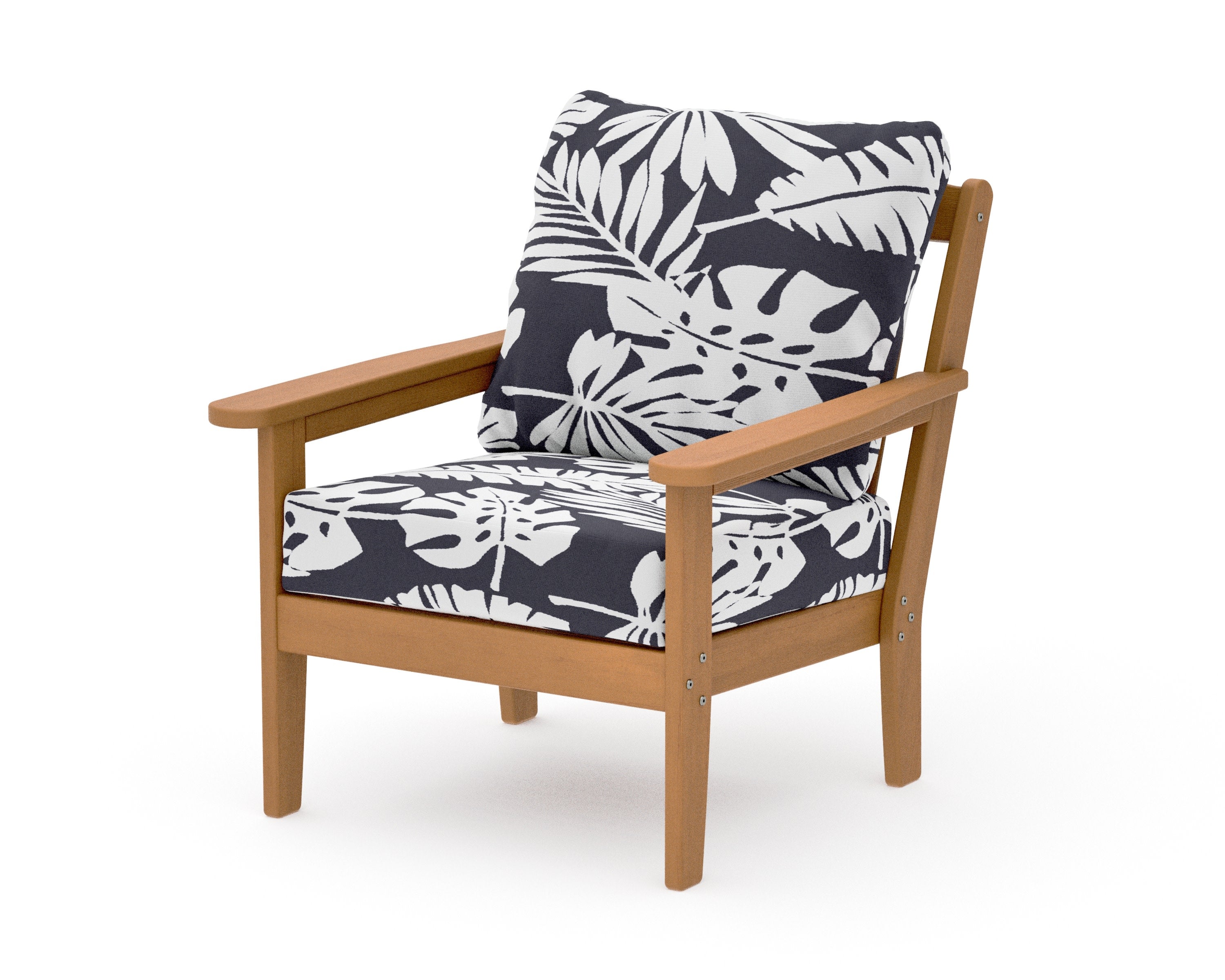 Cottage Deep Seating Chair in Natural / Leaf Navy