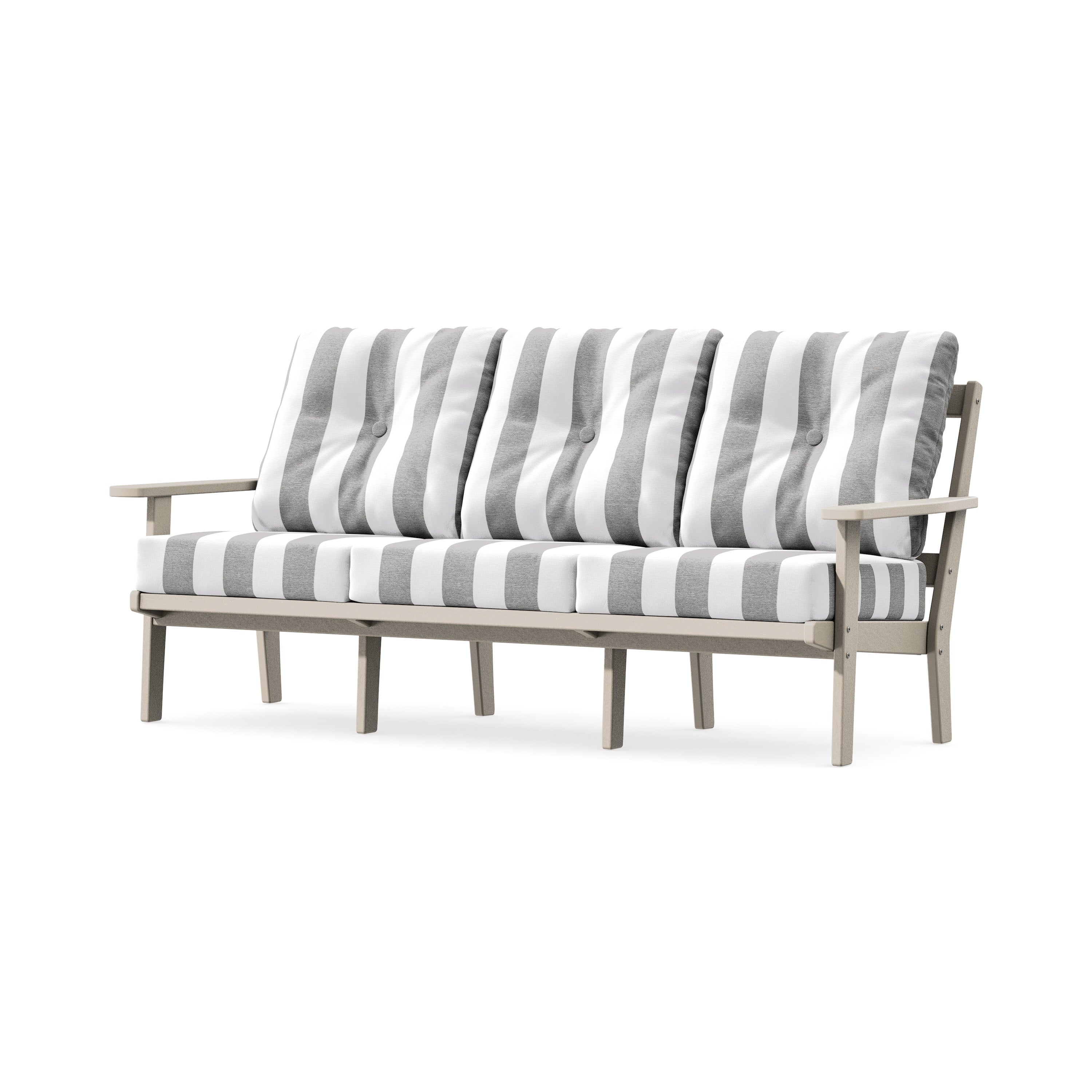 PrairieDeep Seating Sofa in Sand / Cabana Stripe Grey Mist