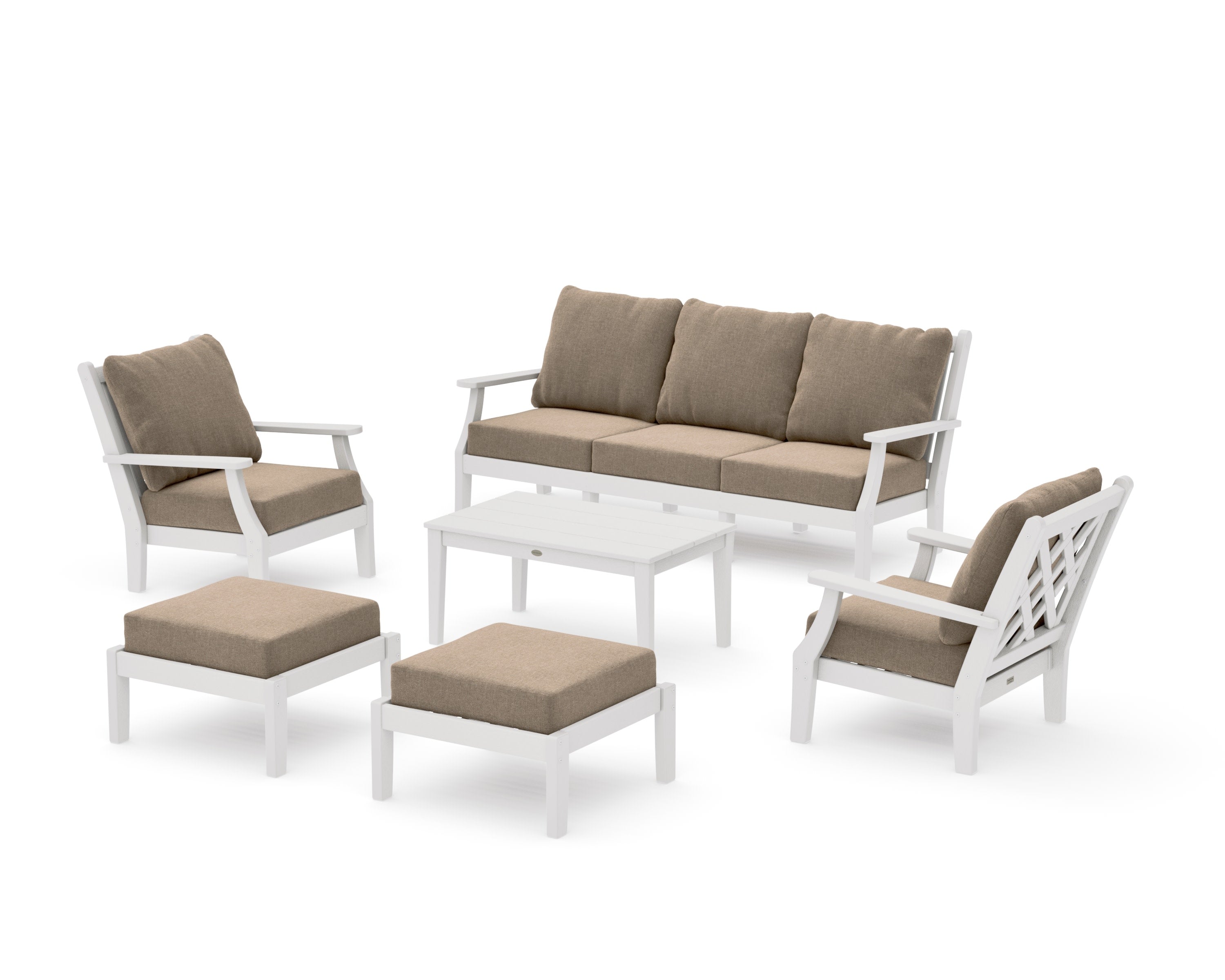Wovendale 6-Piece Lounge Sofa Set in Vintage White / Spiced Burlap