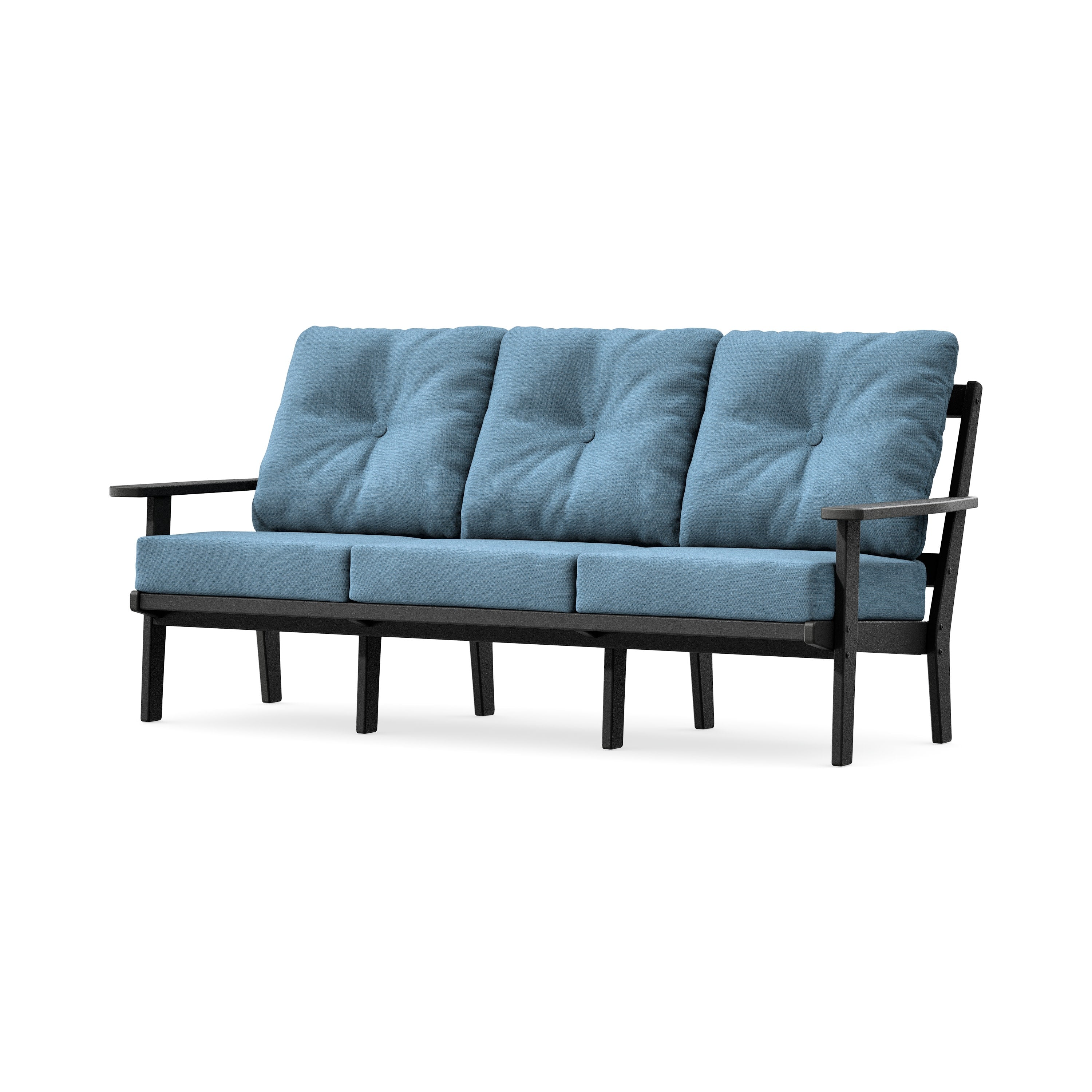 PrairieDeep Seating Sofa in Black / Sky Blue