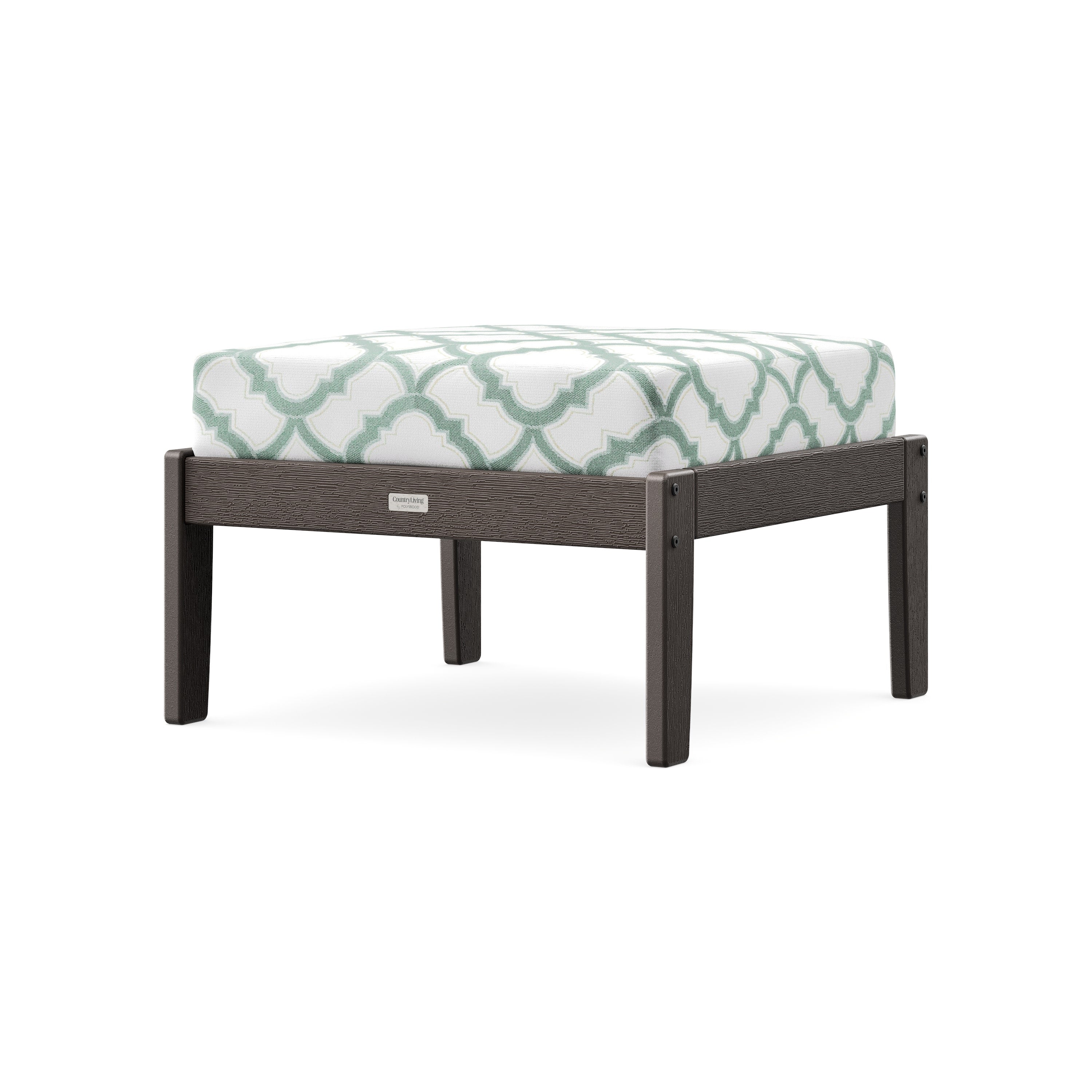 Cottage Deep Seating Ottoman in Vintage Coffee / Trellis Glacier Spa