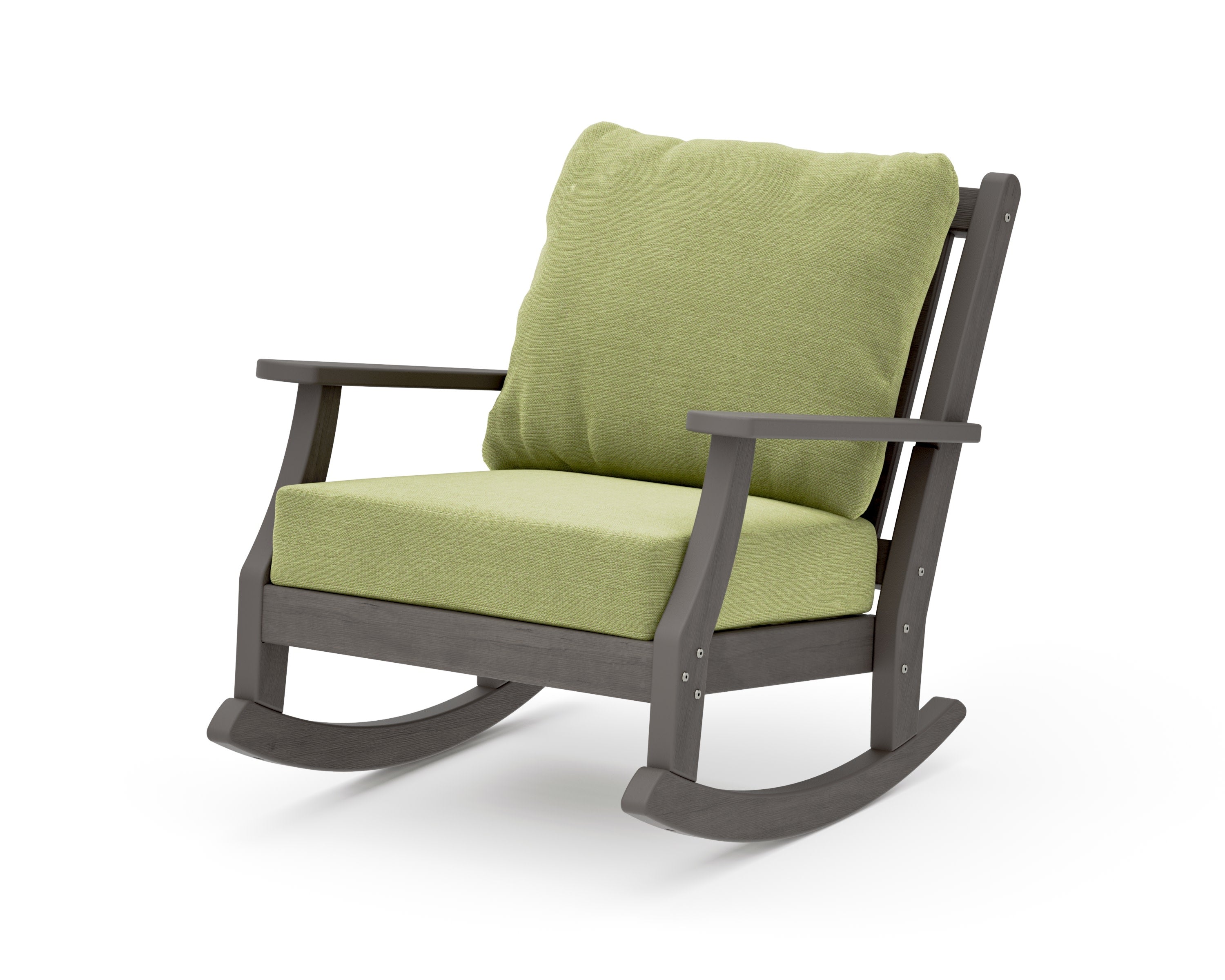 Wovendale Deep Seating Rocking Chair in Driftwood / Chartreuse Boucle