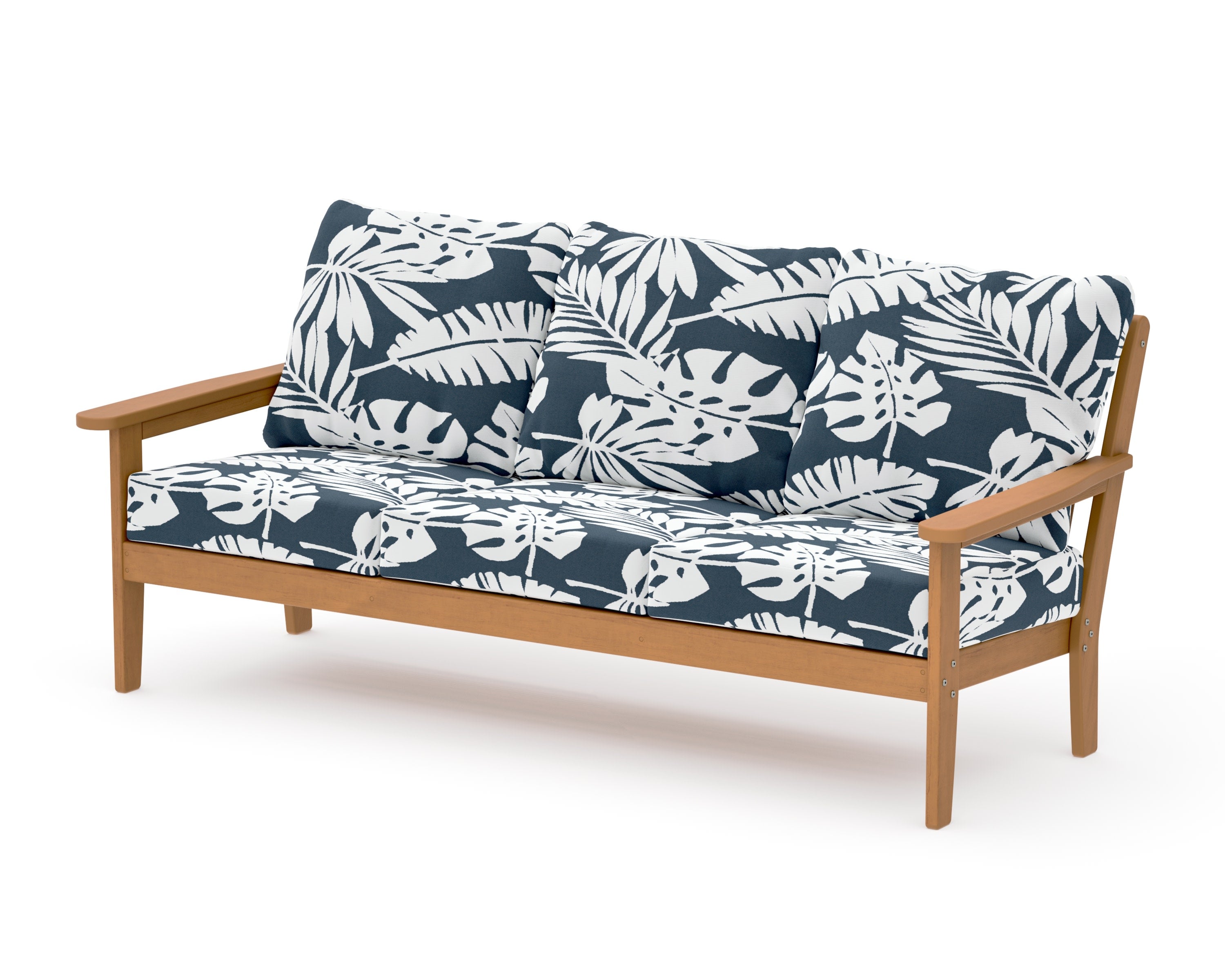 Cottage Deep Seating Sofa in Natural / Leaf Marine Indigo