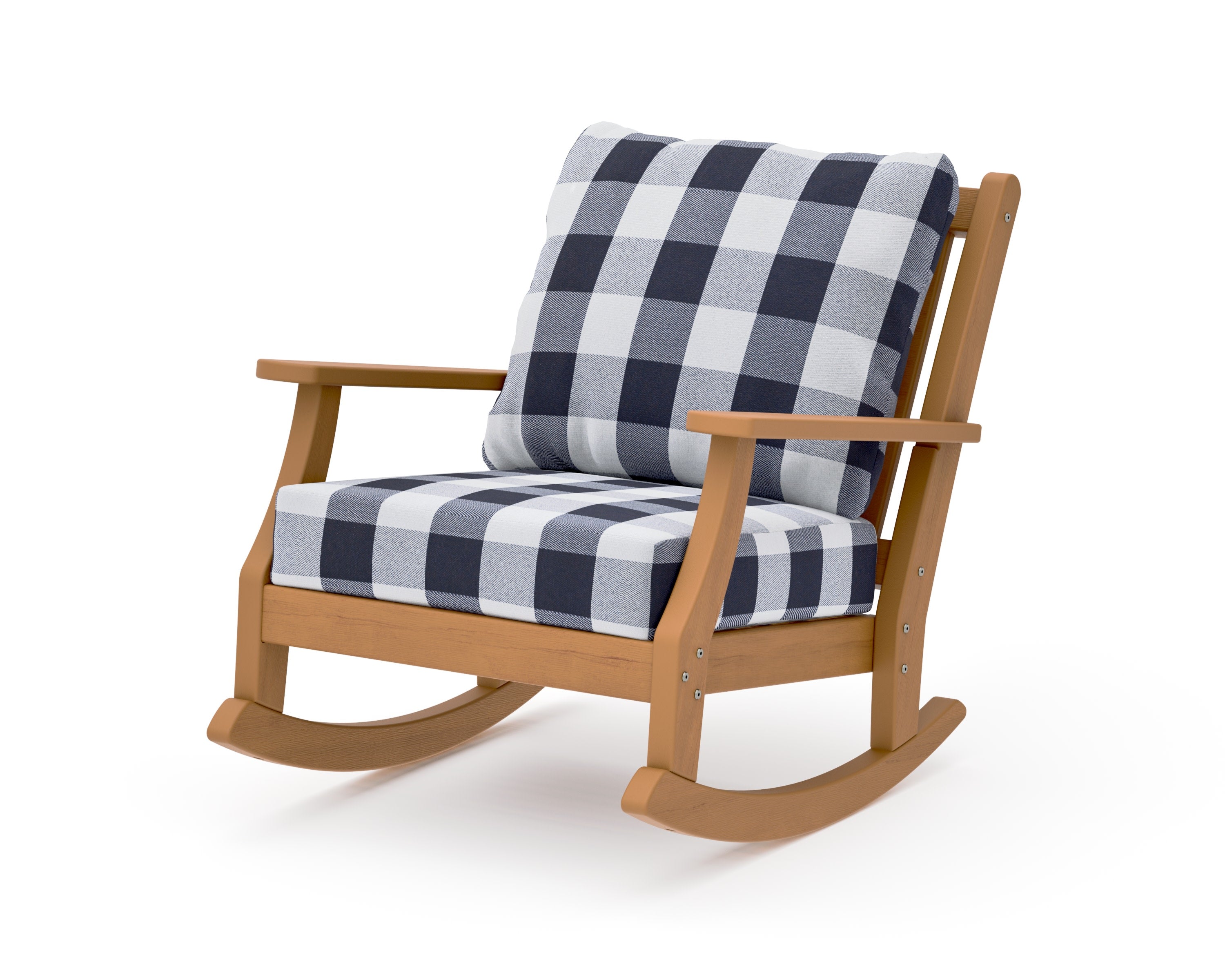 Wovendale Deep Seating Rocking Chair in Natural / Buffalo Plaid Navy