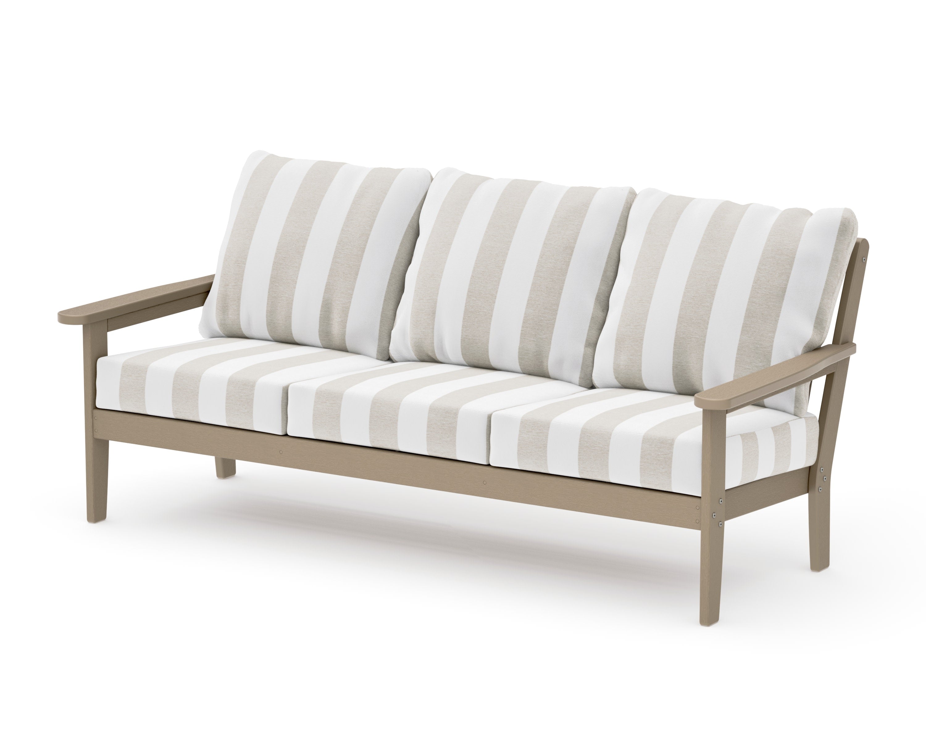 Cottage Deep Seating Sofa in Vintage Sahara / Cabana Stripe Dune Burlap