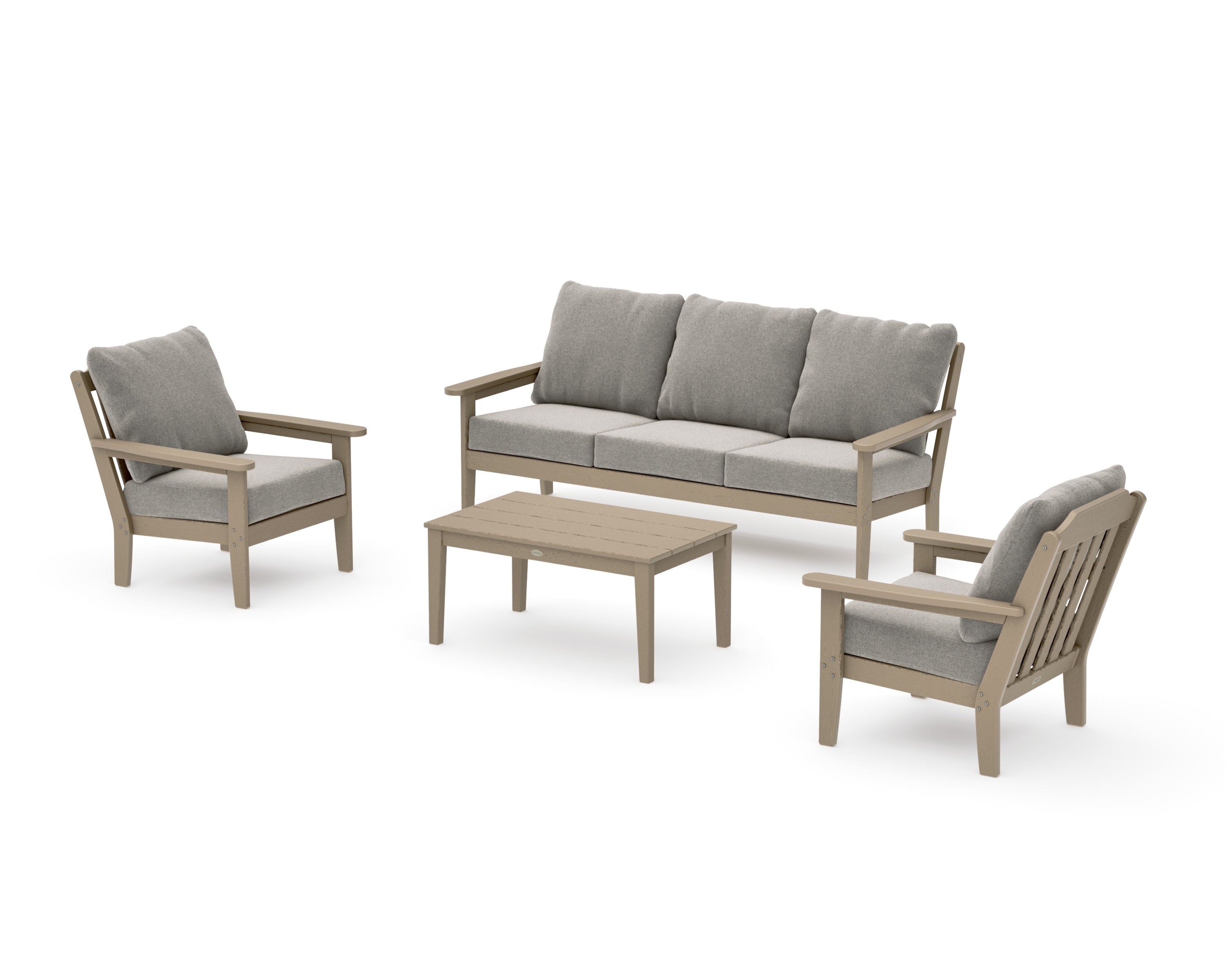 Cottage 4-Piece Deep Seating Set with Sofa in Vintage Sahara / Weathered Tweed