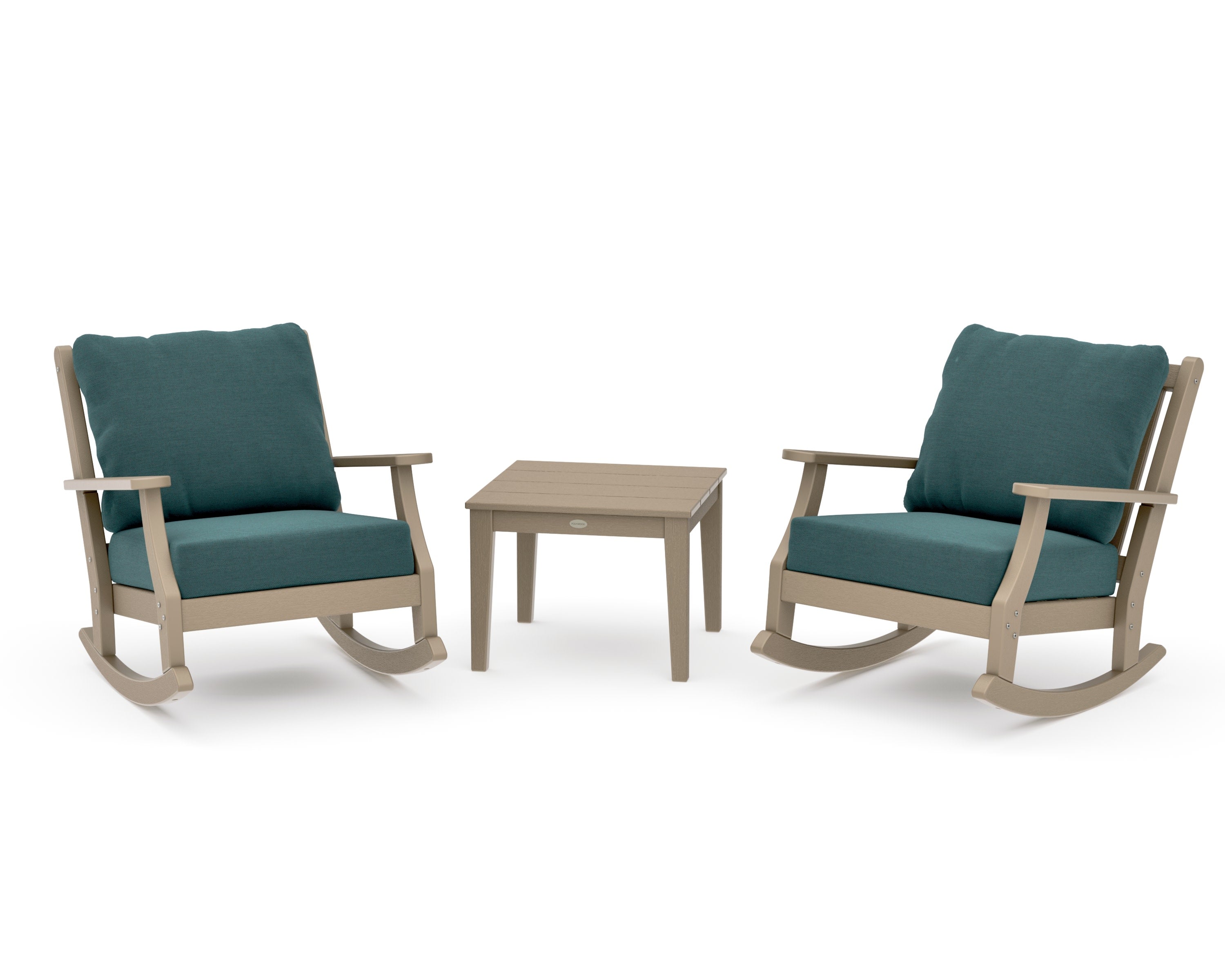 Wovendale 3-Piece Deep Seating Rocker Set in Vintage Sahara / Ocean Teal