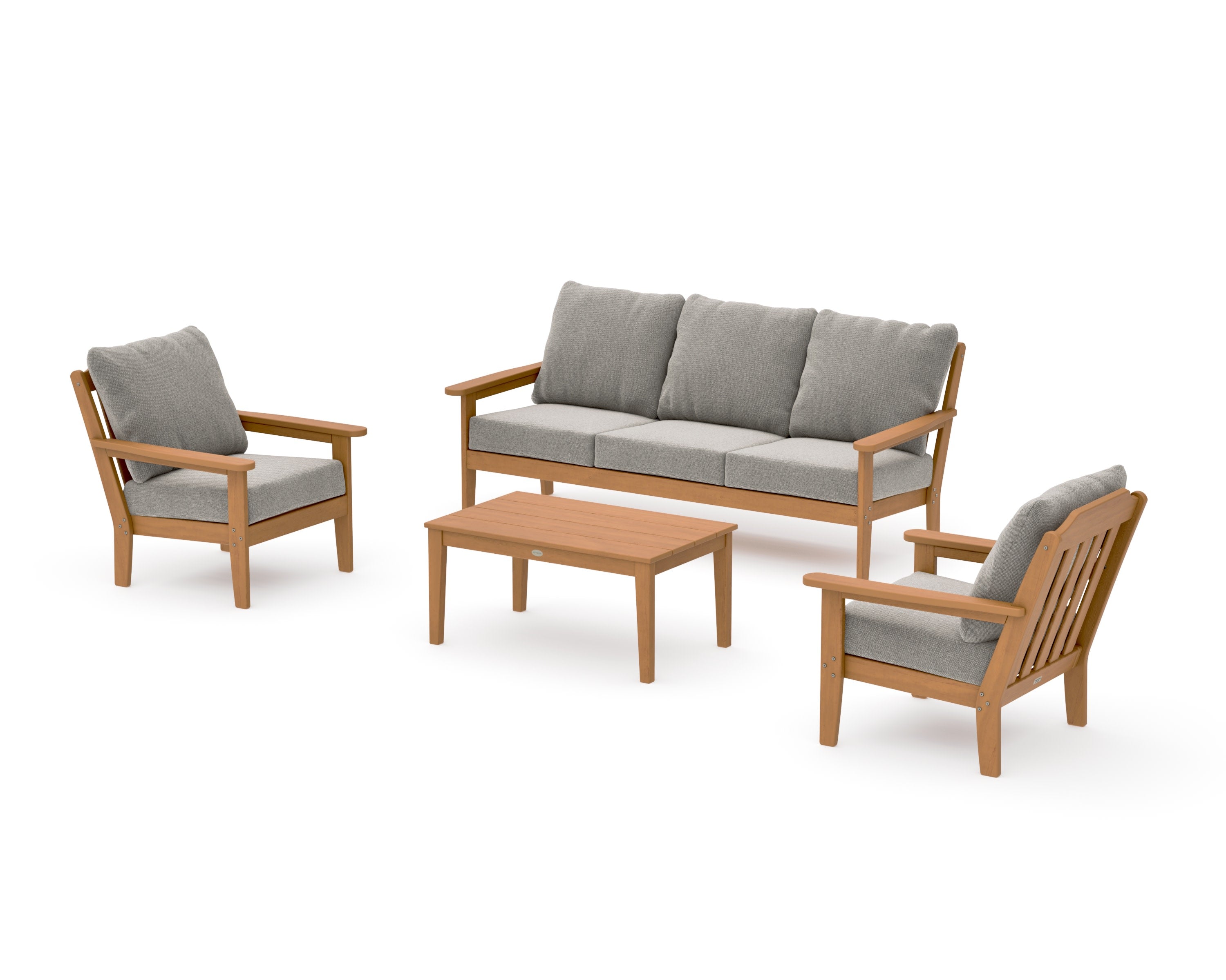Cottage 4-Piece Deep Seating Set with Sofa in Natural / Weathered Tweed