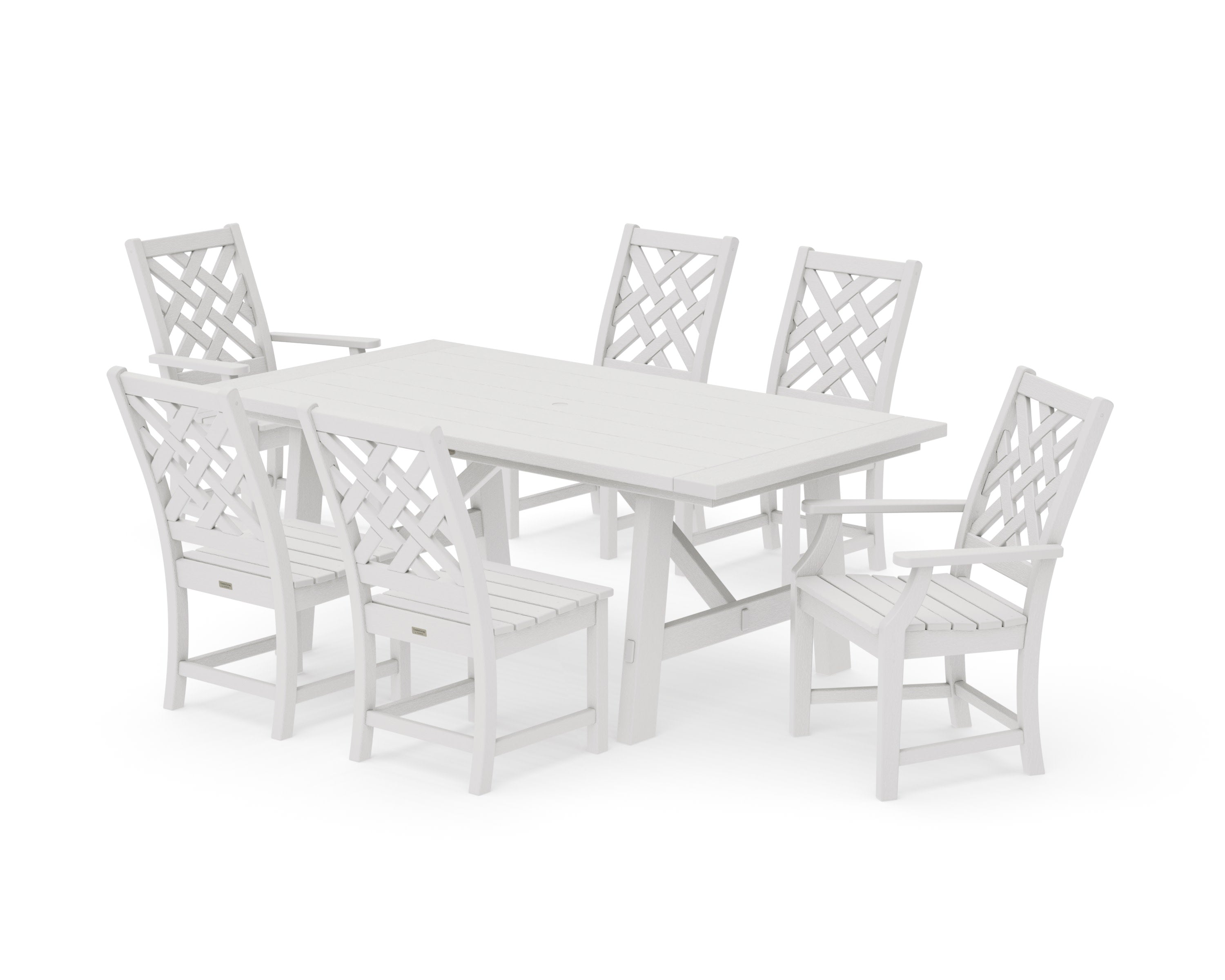 Wovendale 7-Piece Rustic Farmhouse Dining Set in Vintage White