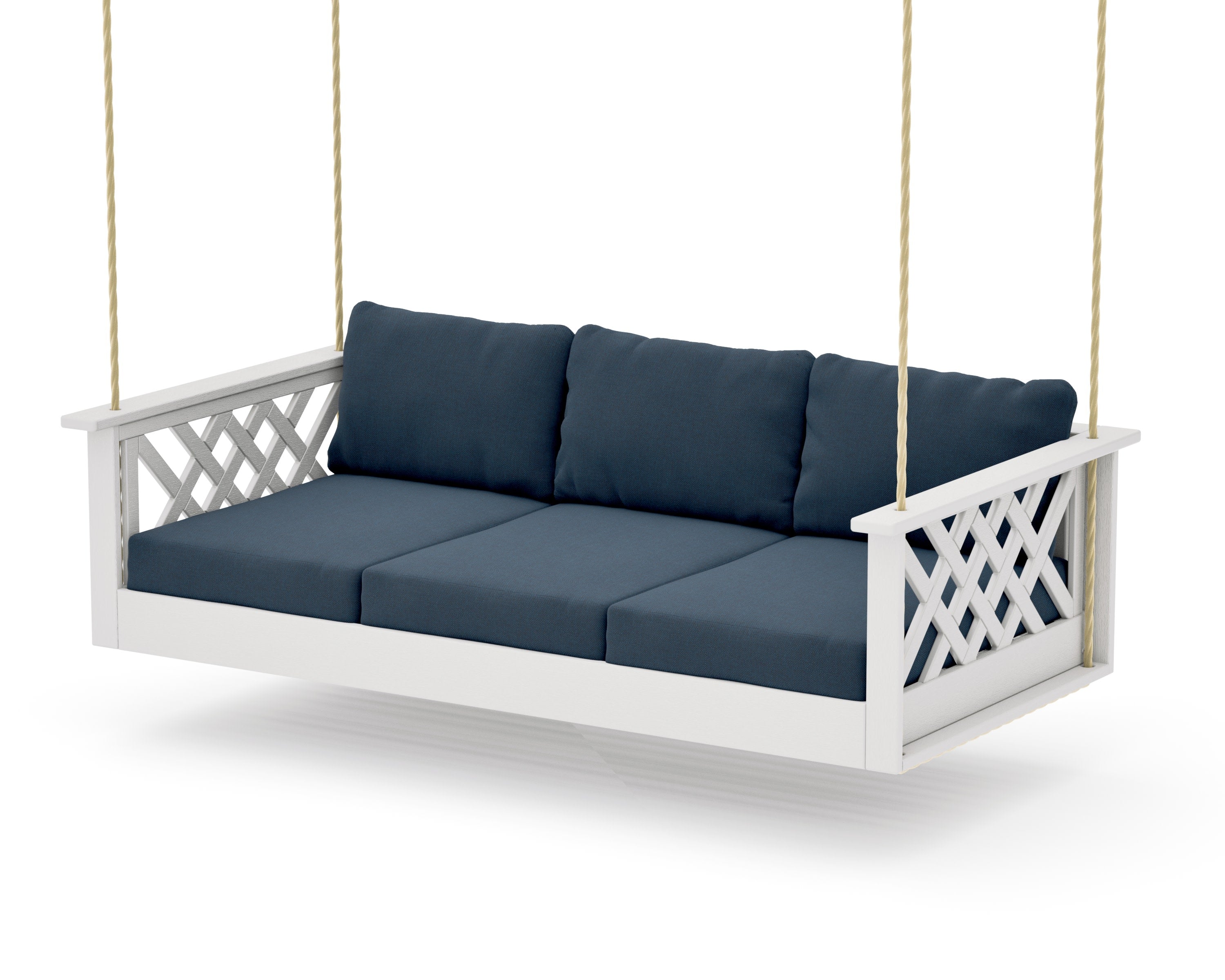 Wovendale Daybed Swing in Vintage White / Marine Indigo