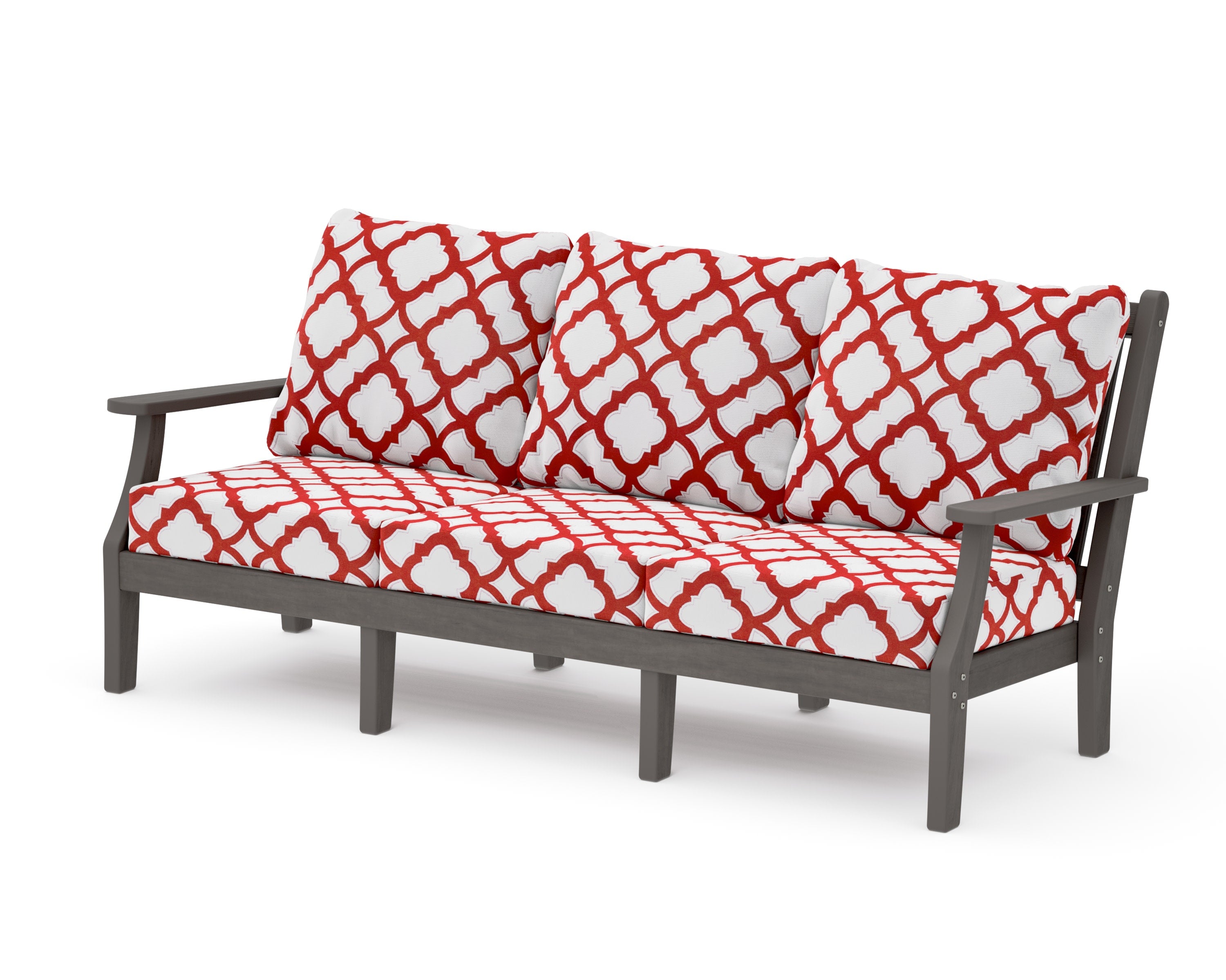 Wovendale Deep Seating Sofa in Driftwood / Trellis Crimson