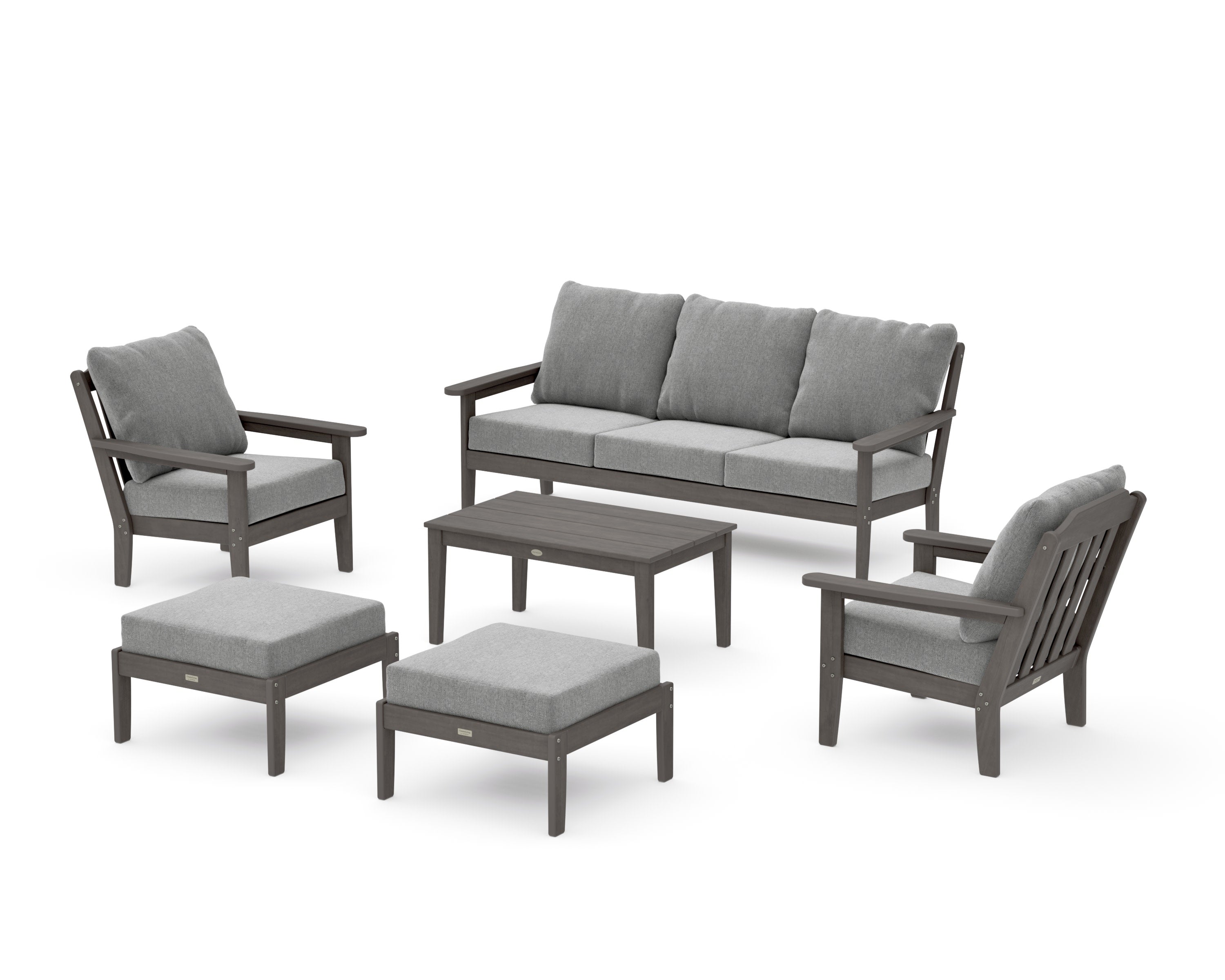 Cottage 6-Piece Lounge Sofa Set in Driftwood / Grey Mist