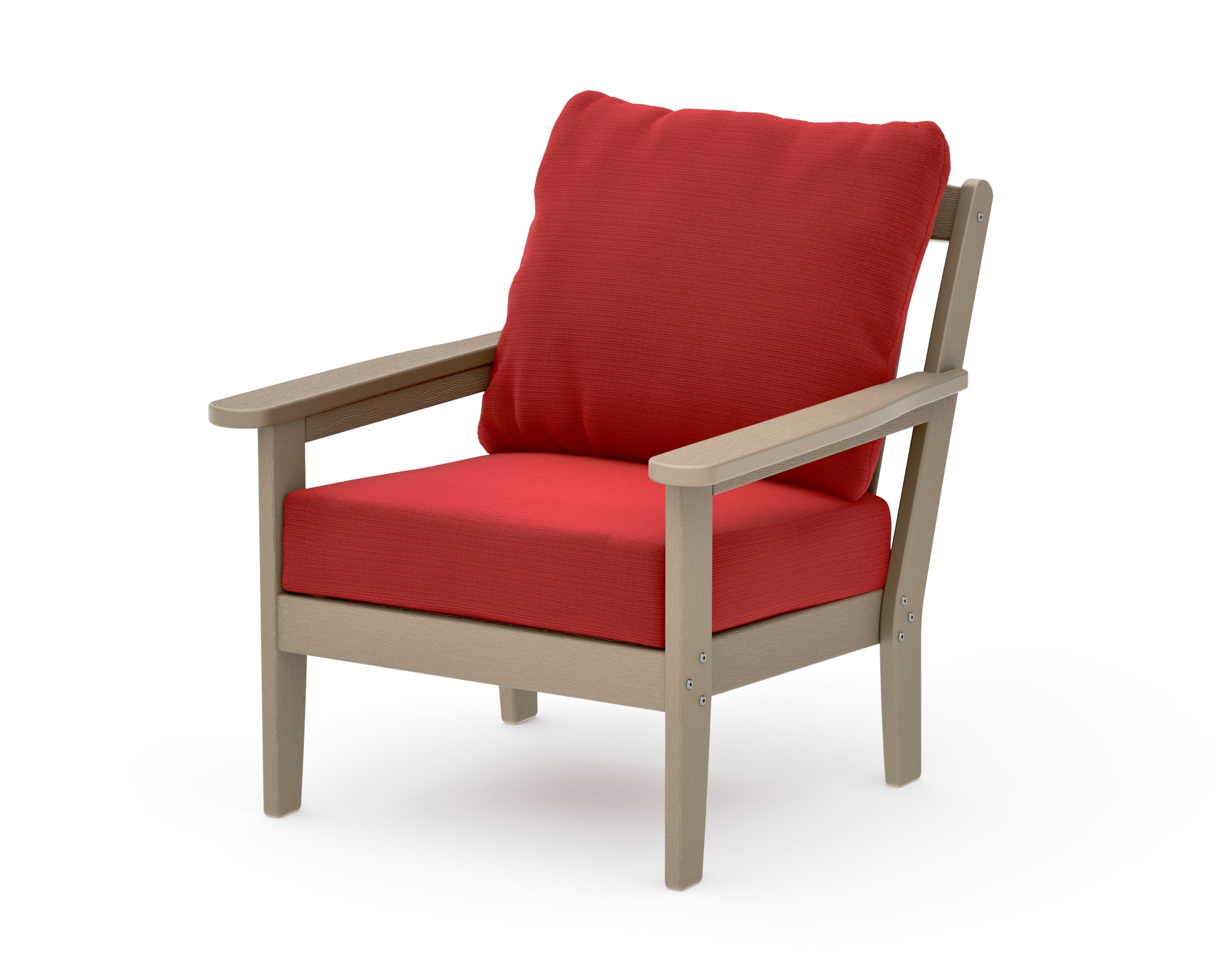 Cottage Deep Seating Chair in Vintage Sahara / Crimson Linen
