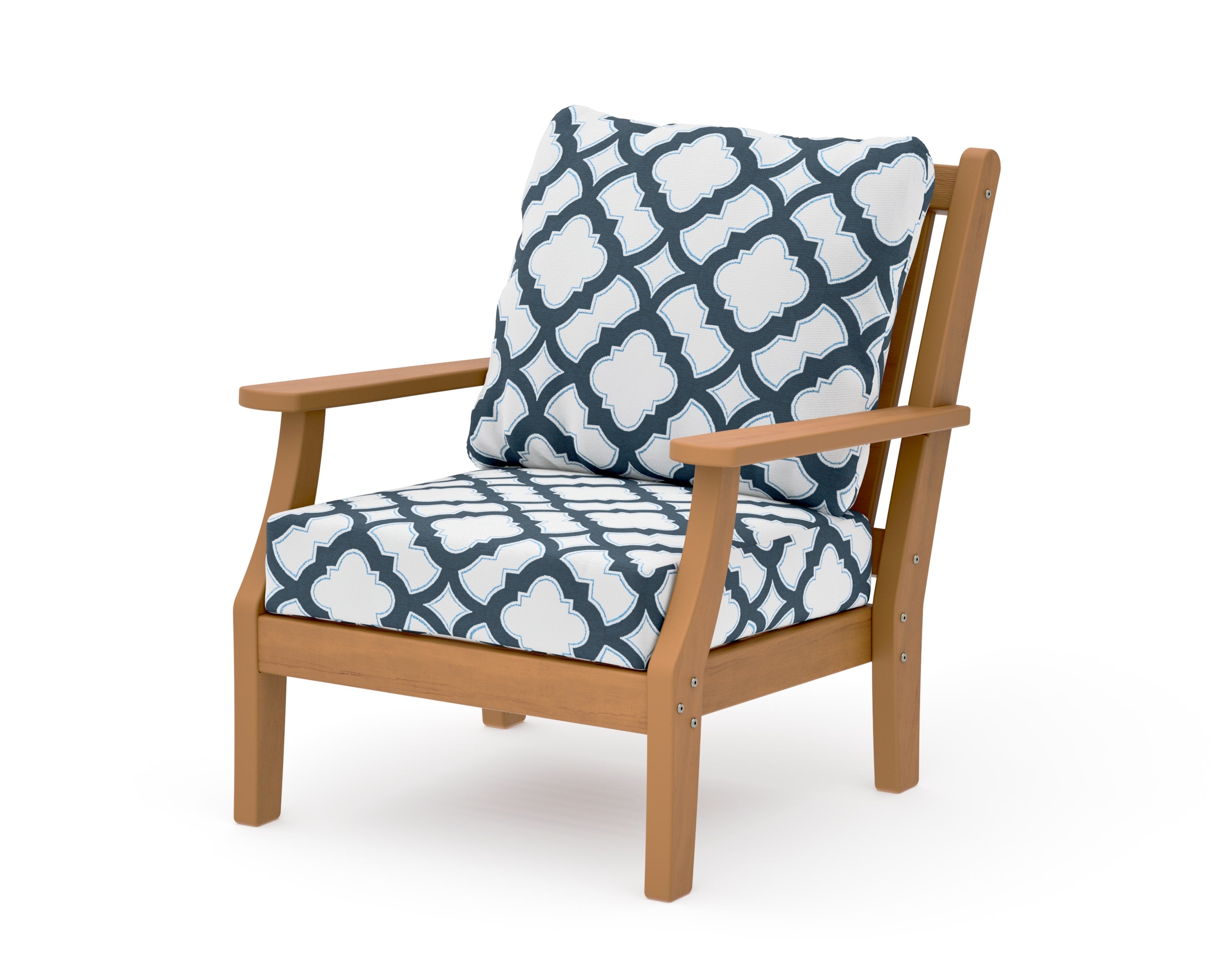 Wovendale Deep Seating Chair in Natural / Trellis Marine Indigo