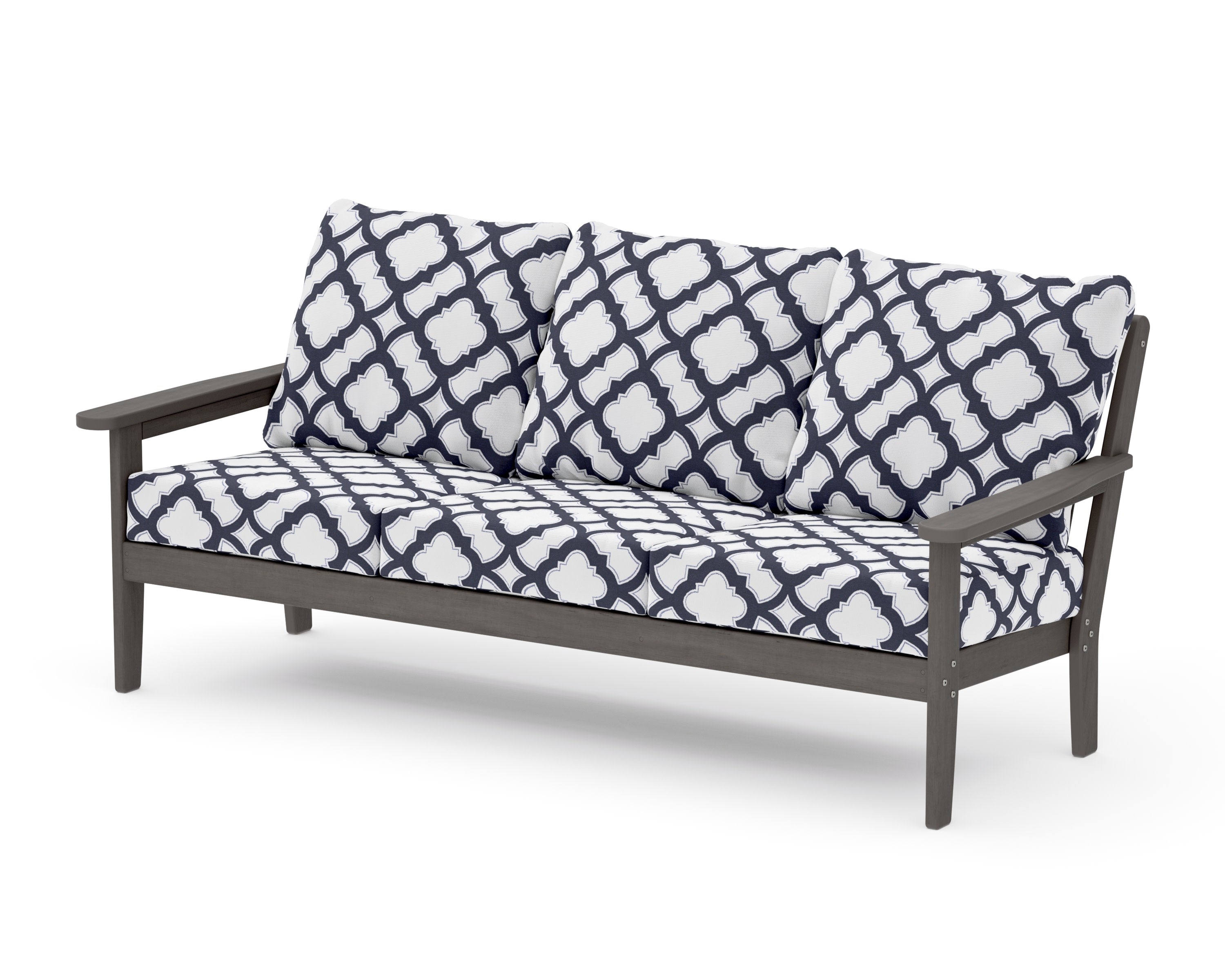 Cottage Deep Seating Sofa in Driftwood / Trellis Navy