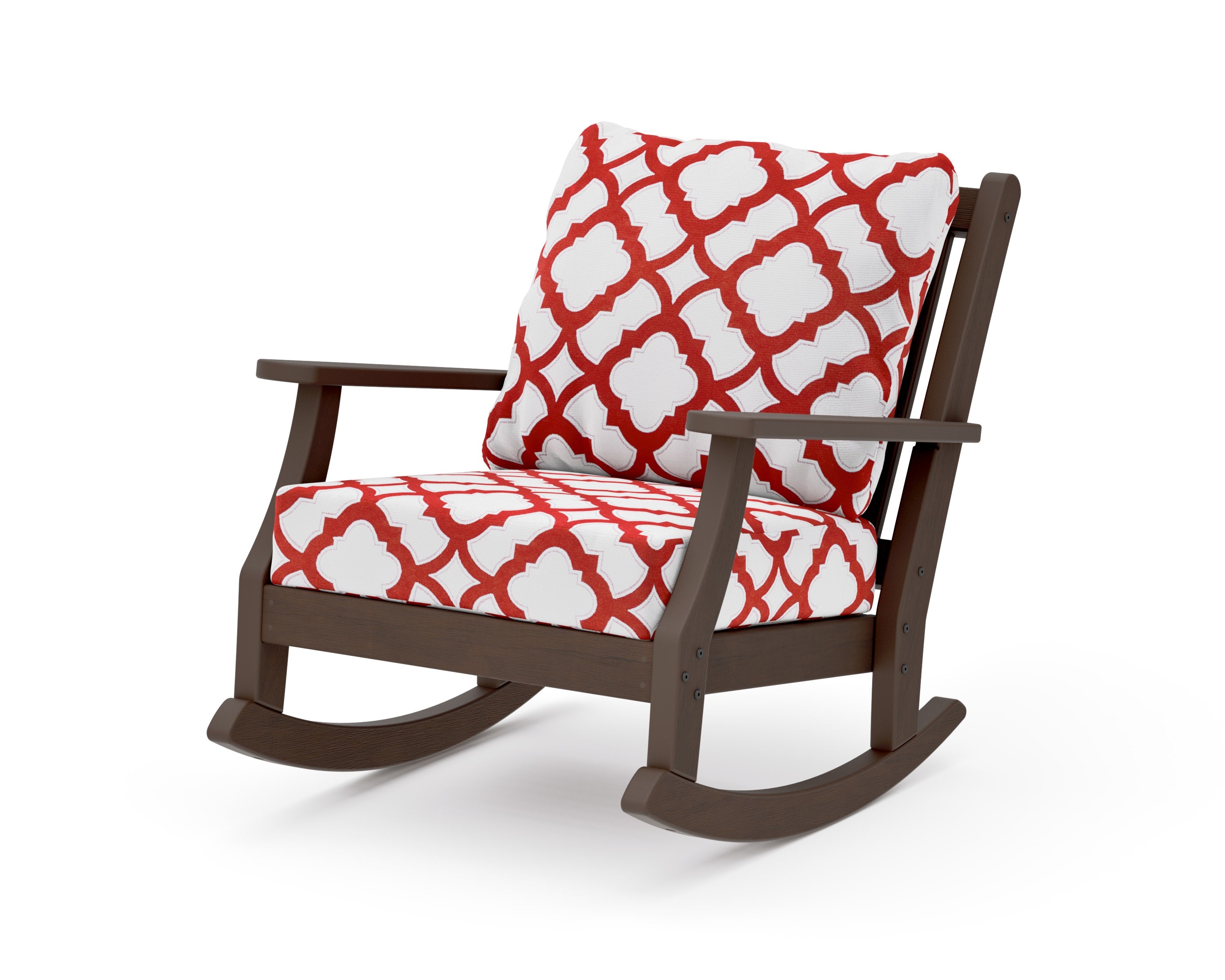 Wovendale Deep Seating Rocking Chair in Kona / Trellis Crimson