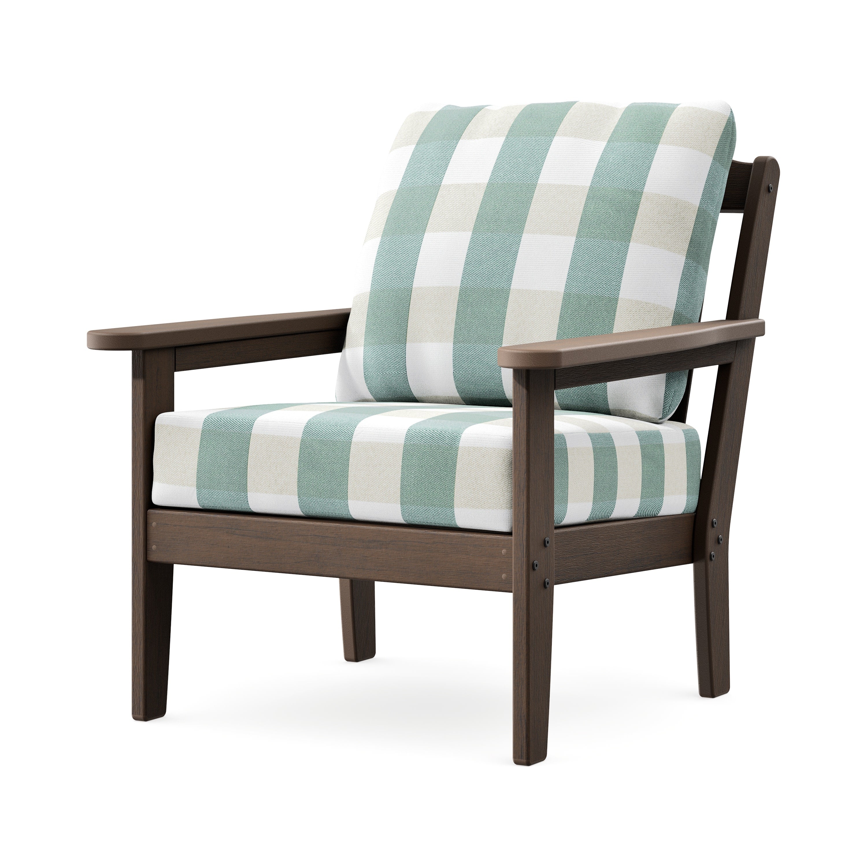 Cottage Deep Seating Chair in Kona / Buffalo Plaid Glacier Spa