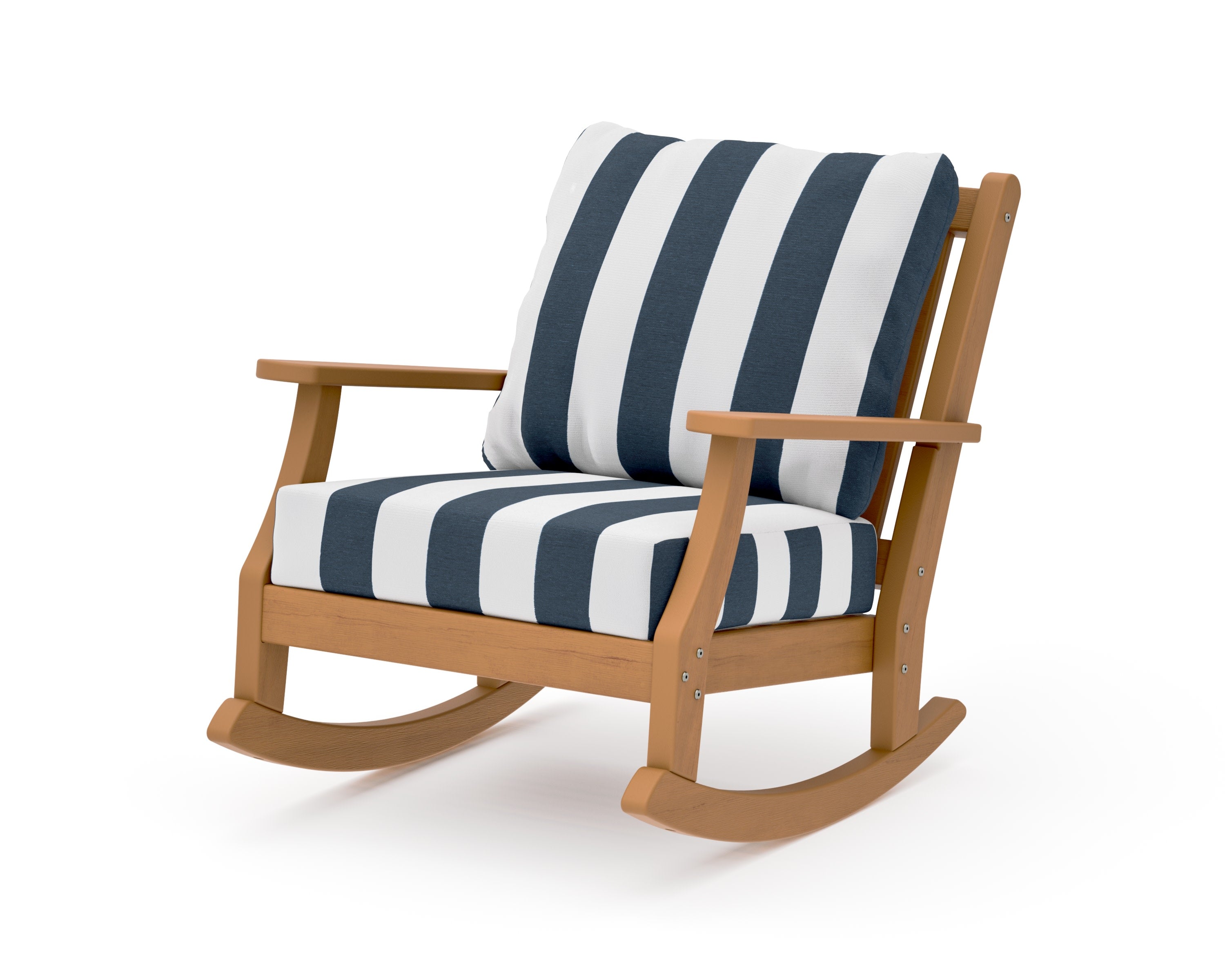 Wovendale Deep Seating Rocking Chair in Natural / Cabana Stripe Marine Indigo