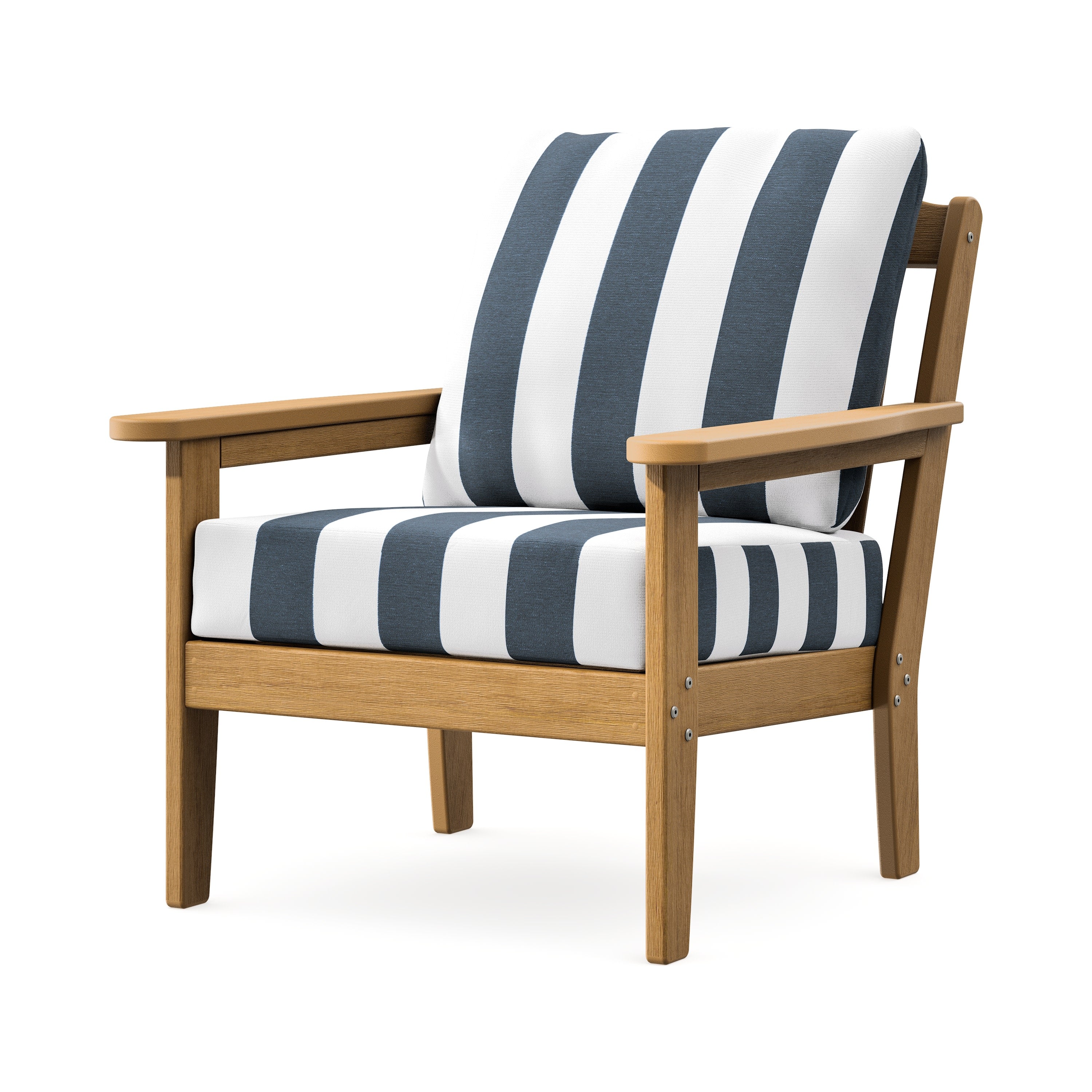 Cottage Deep Seating Chair in Natural / Cabana Stripe Marine Indigo