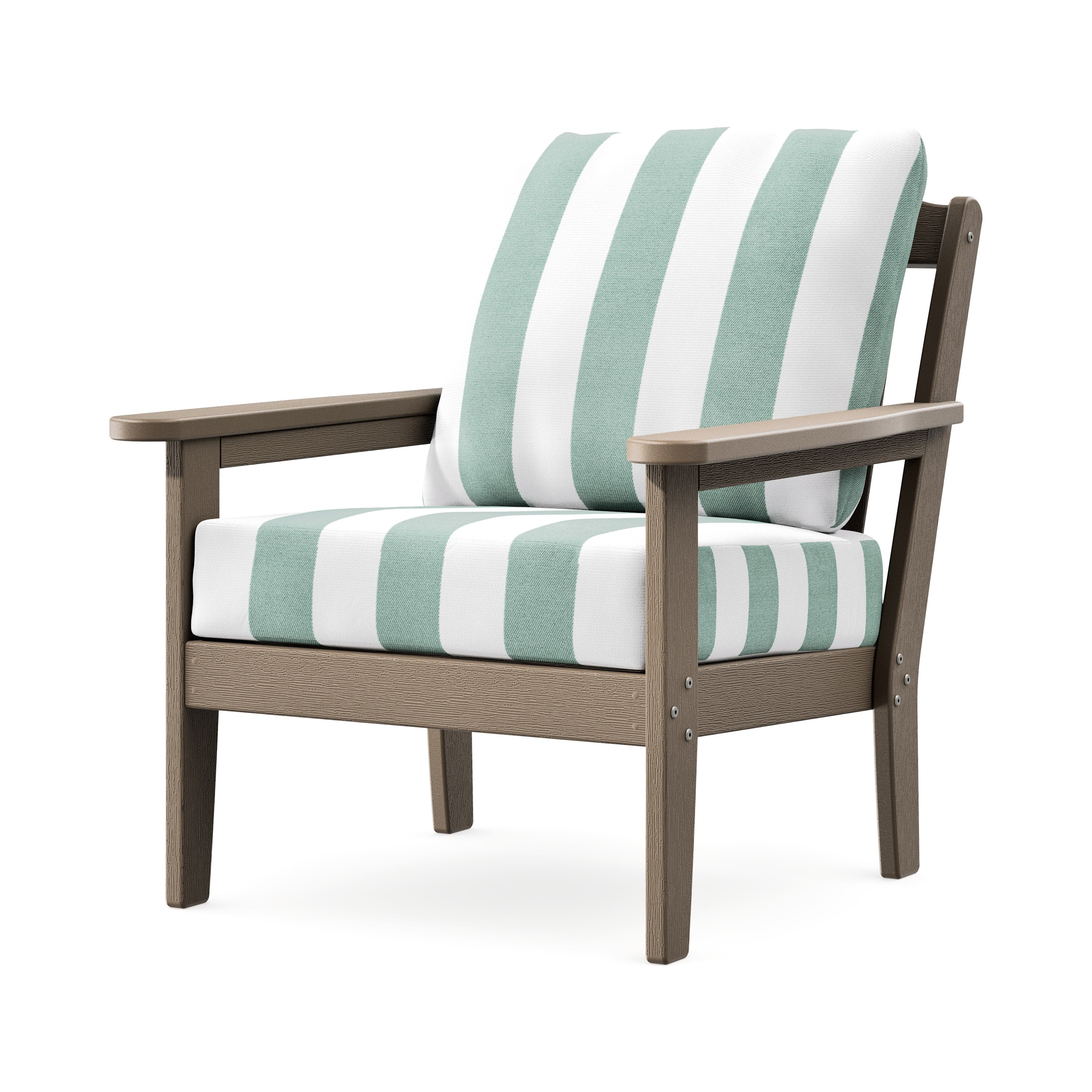 Cottage Deep Seating Chair in Vintage Sahara / Cabana Stripe Glacier Spa