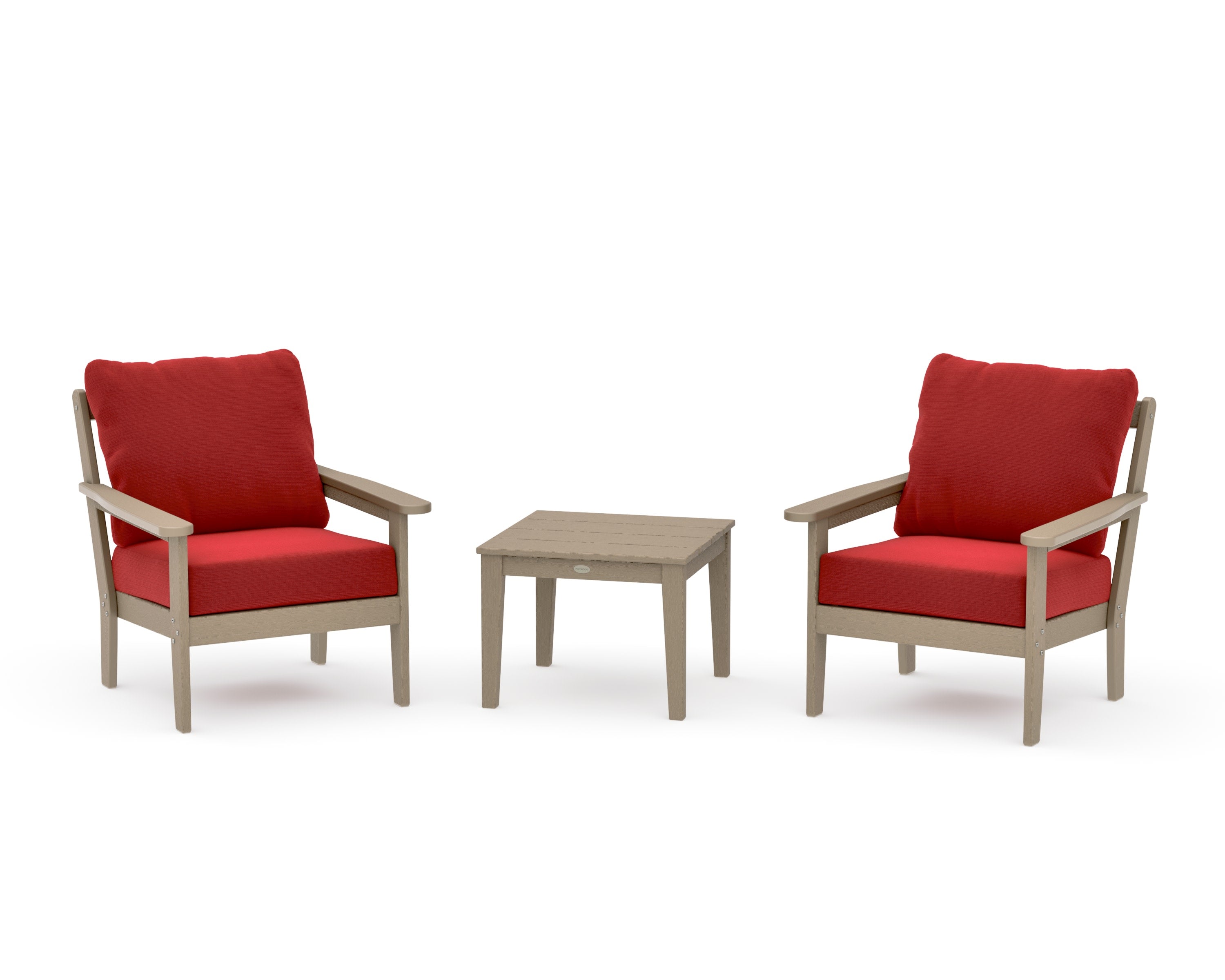 Cottage 3-Piece Deep Seating Set in Vintage Sahara / Crimson Linen