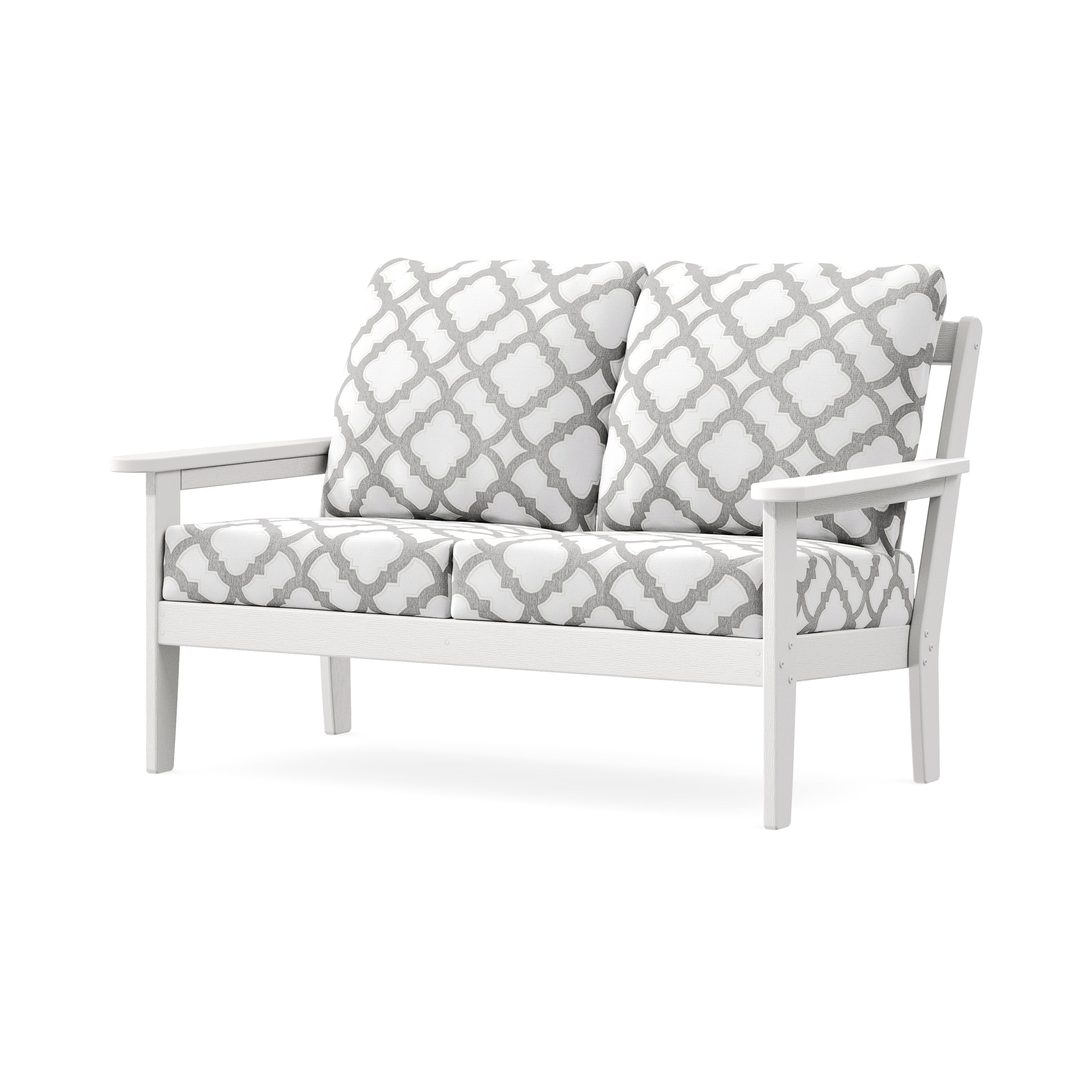 Cottage Deep Seating Loveseat in Vintage White / Trellis Grey Mist