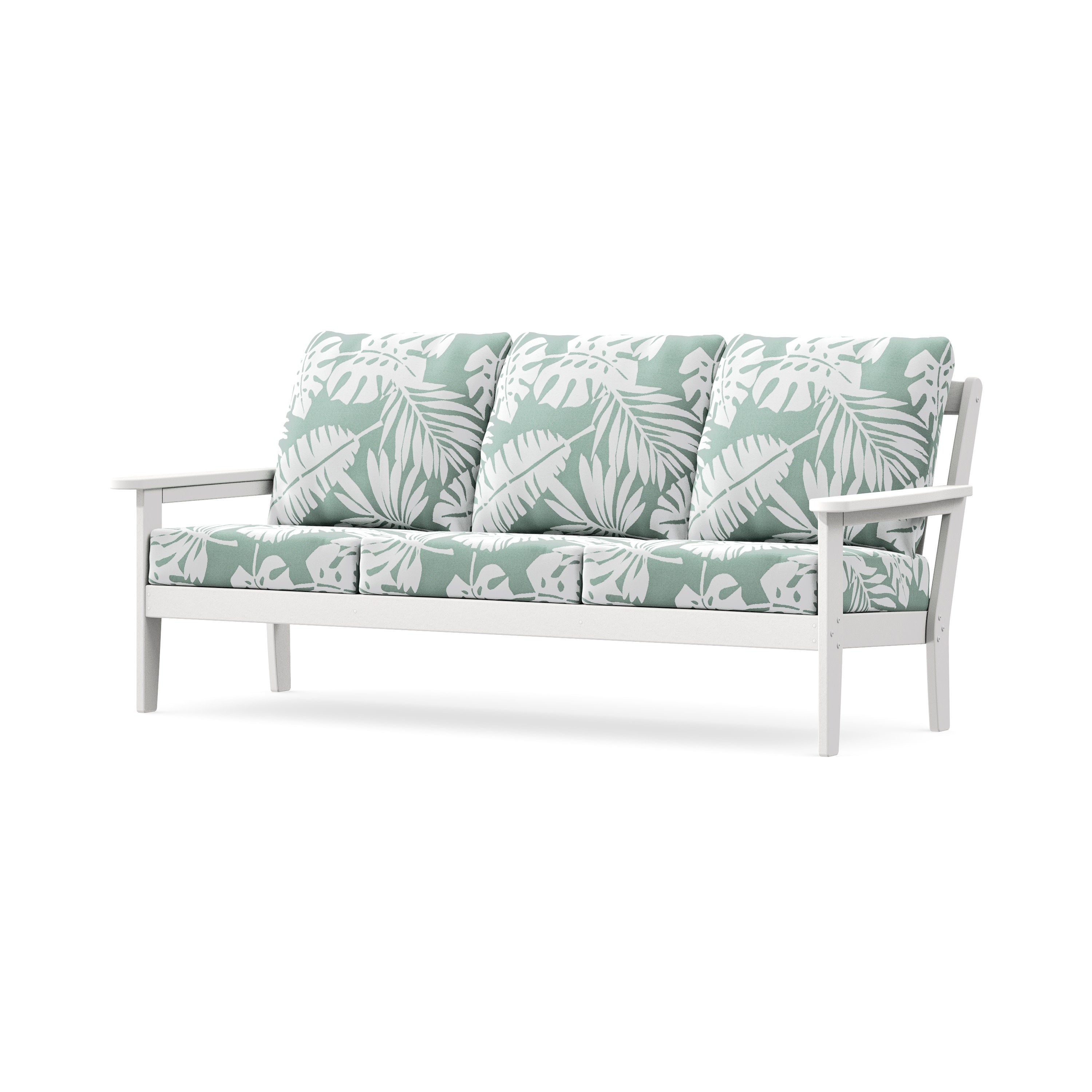 Cottage Deep Seating Sofa in White / Leaf Glacier Spa