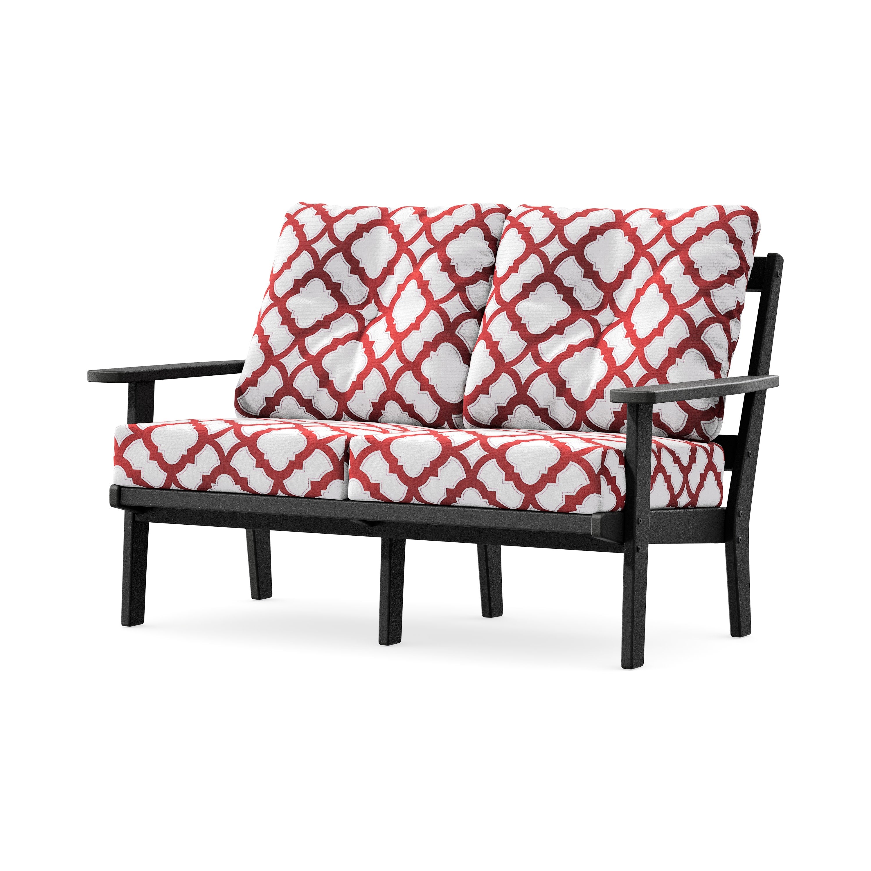 Prairie Deep SeatingLoveseat in Black / Trellis Crimson