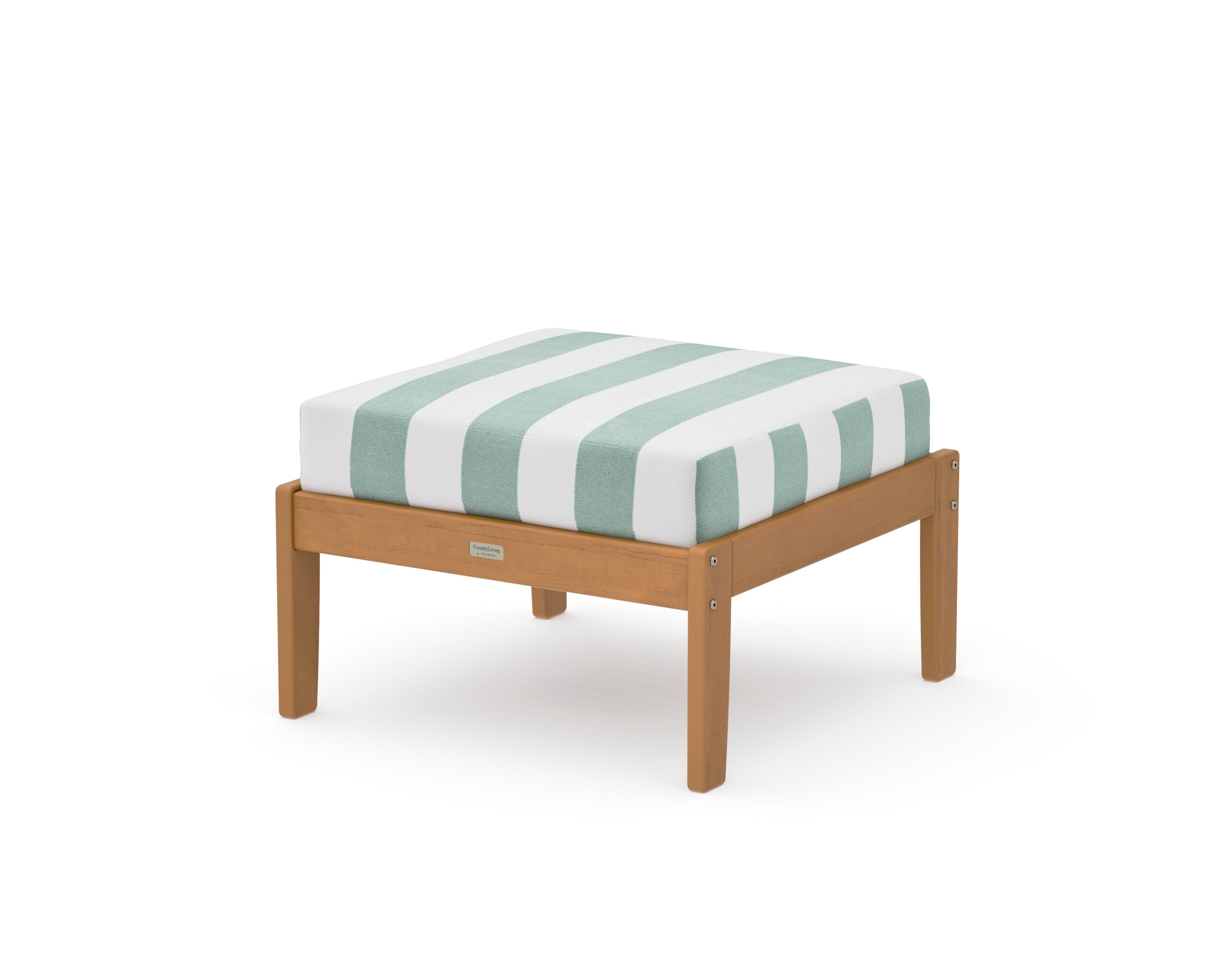 Cottage Deep Seating Ottoman in Natural / Cabana Stripe Glacier Spa