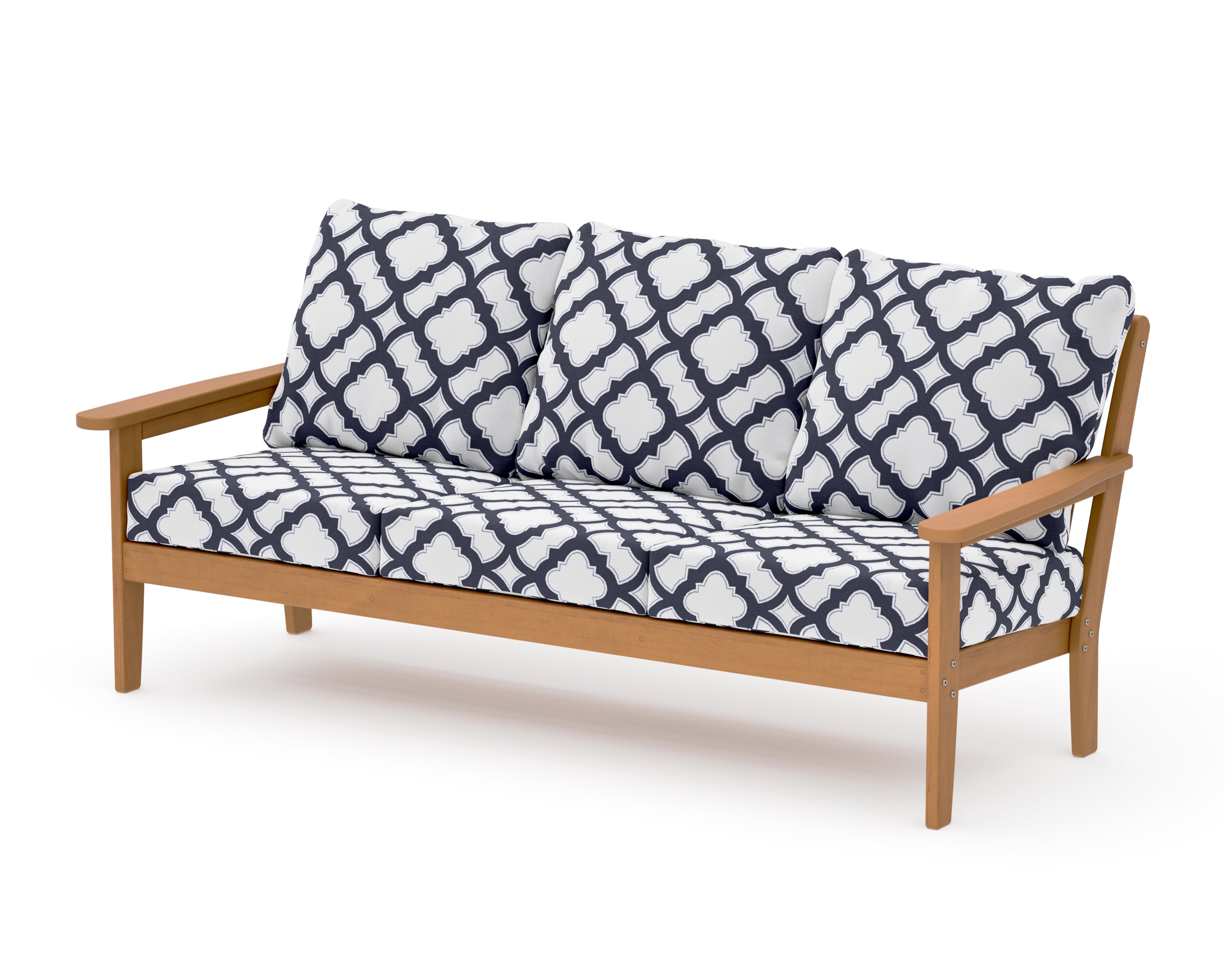 Cottage Deep Seating Sofa in Natural / Trellis Navy