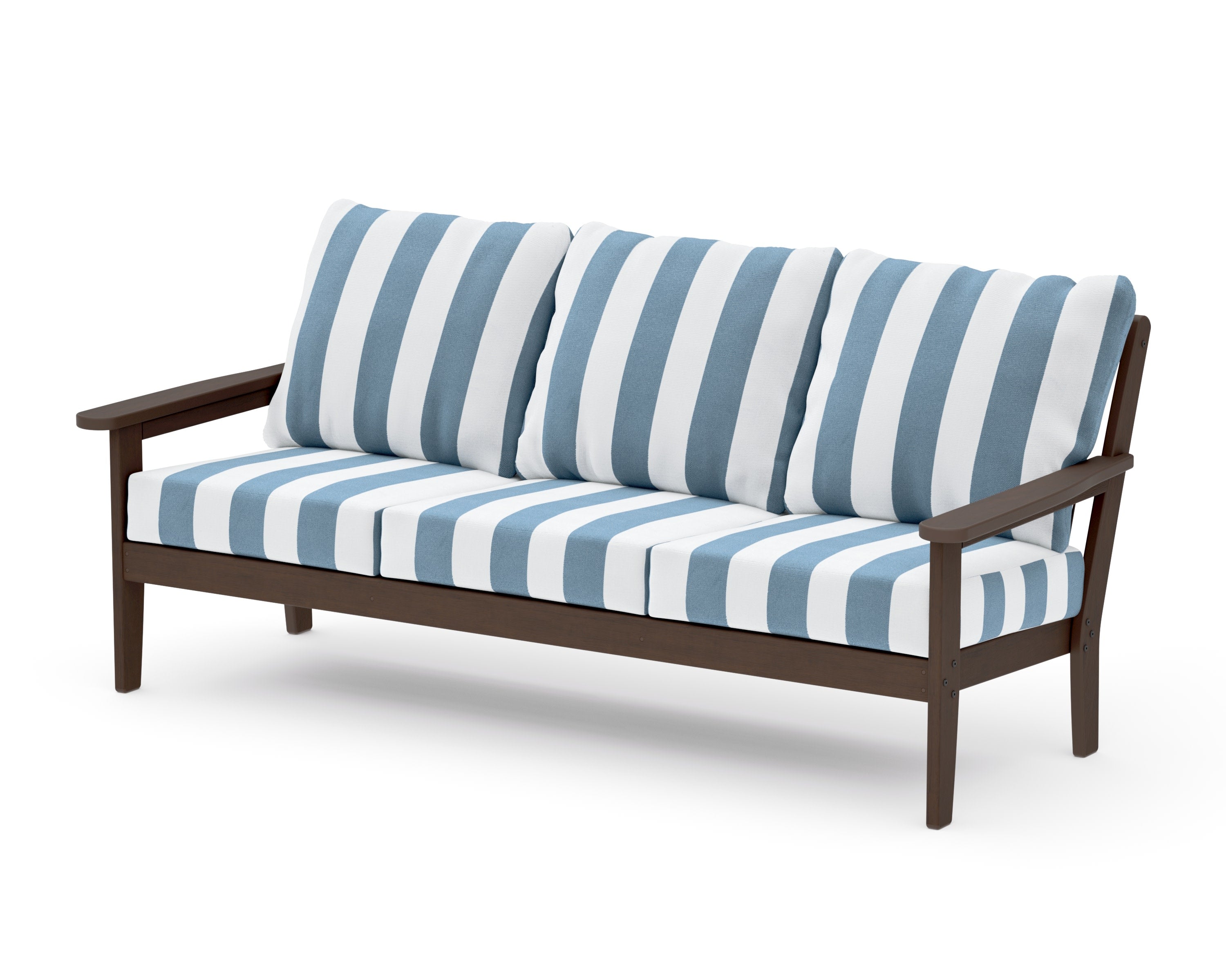 Cottage Deep Seating Sofa in Kona / Cabana Stripe Sky Blue
