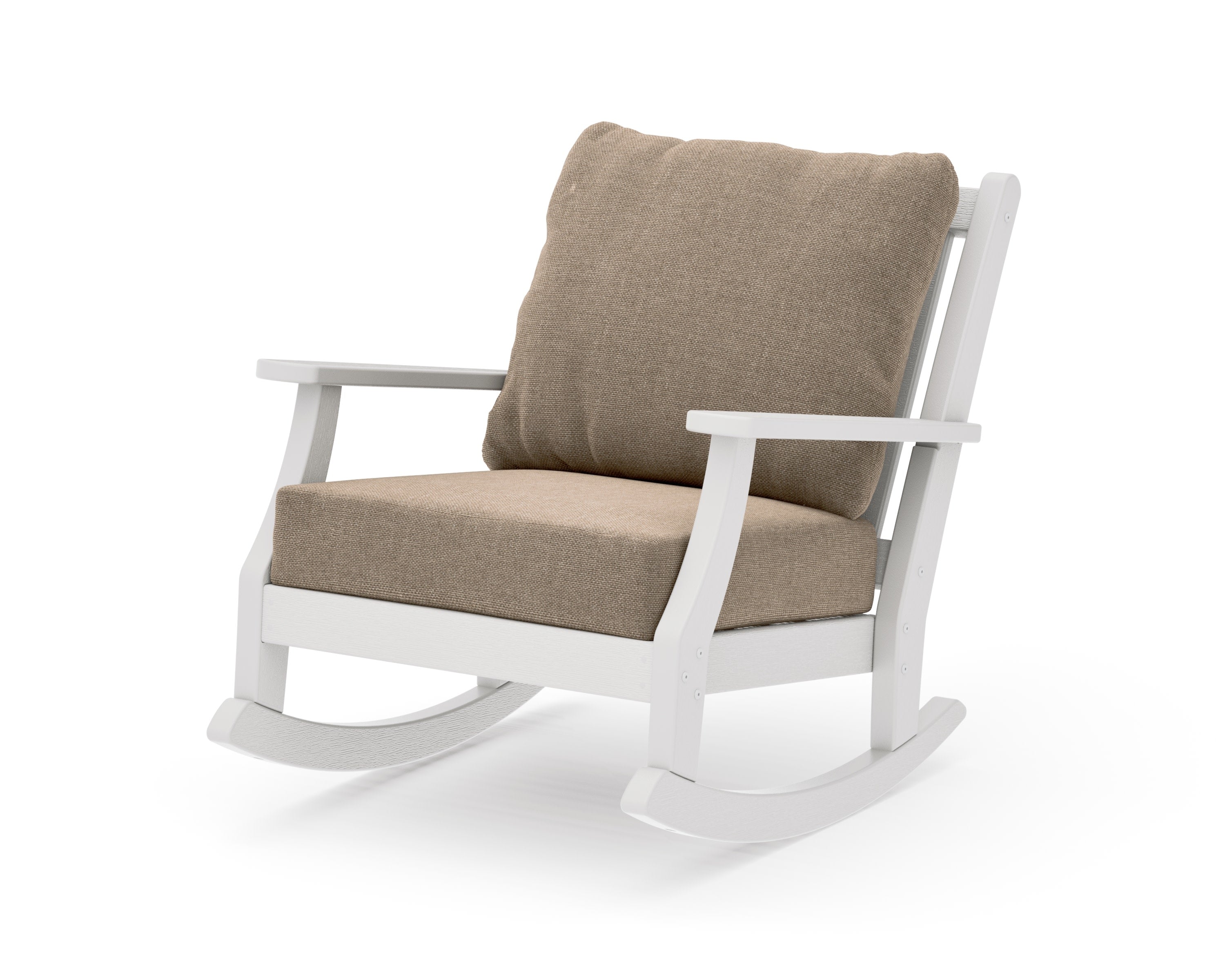 Wovendale Deep Seating Rocking Chair in Vintage White / Spiced Burlap