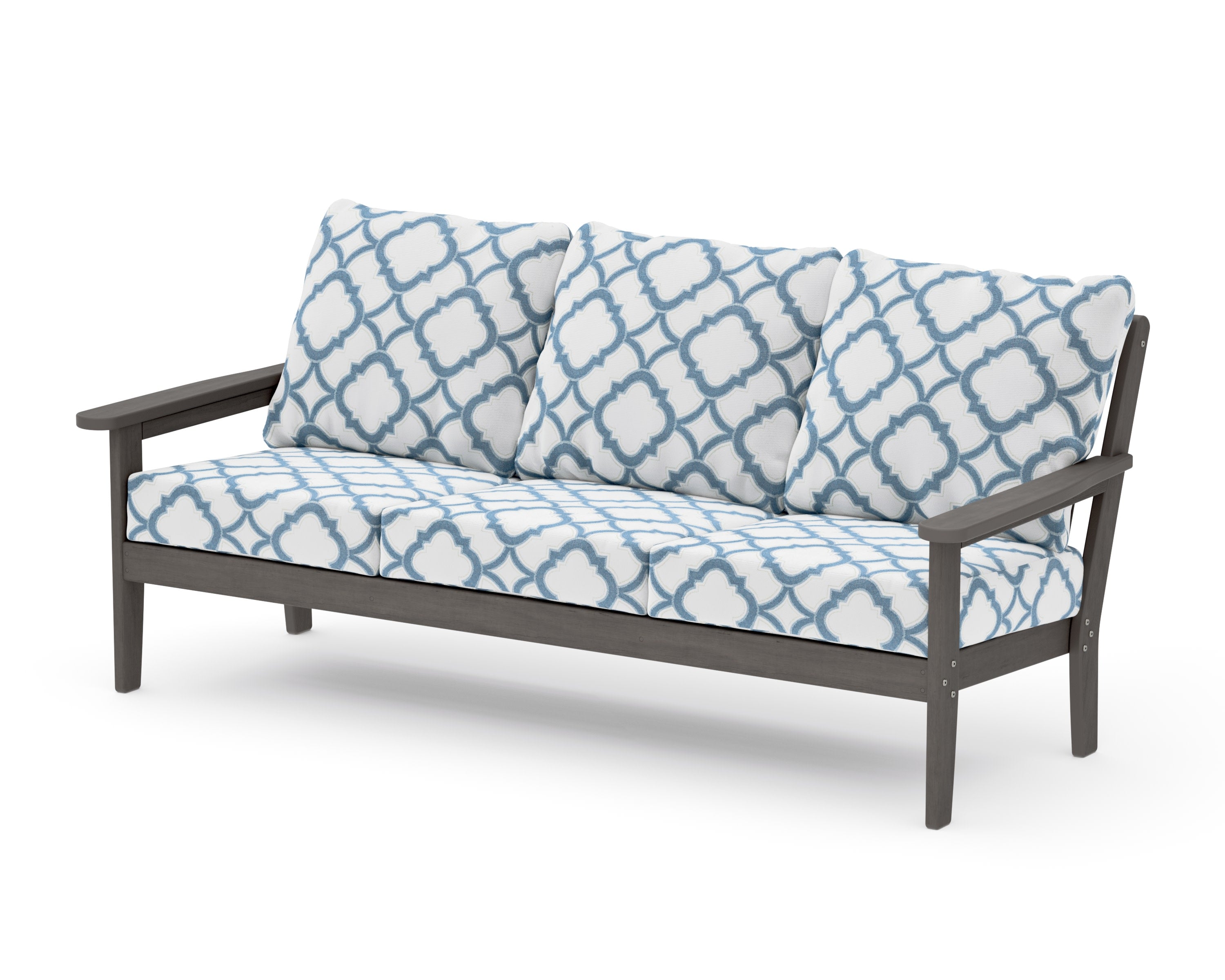 Cottage Deep Seating Sofa in Driftwood / Trellis Sky Blue