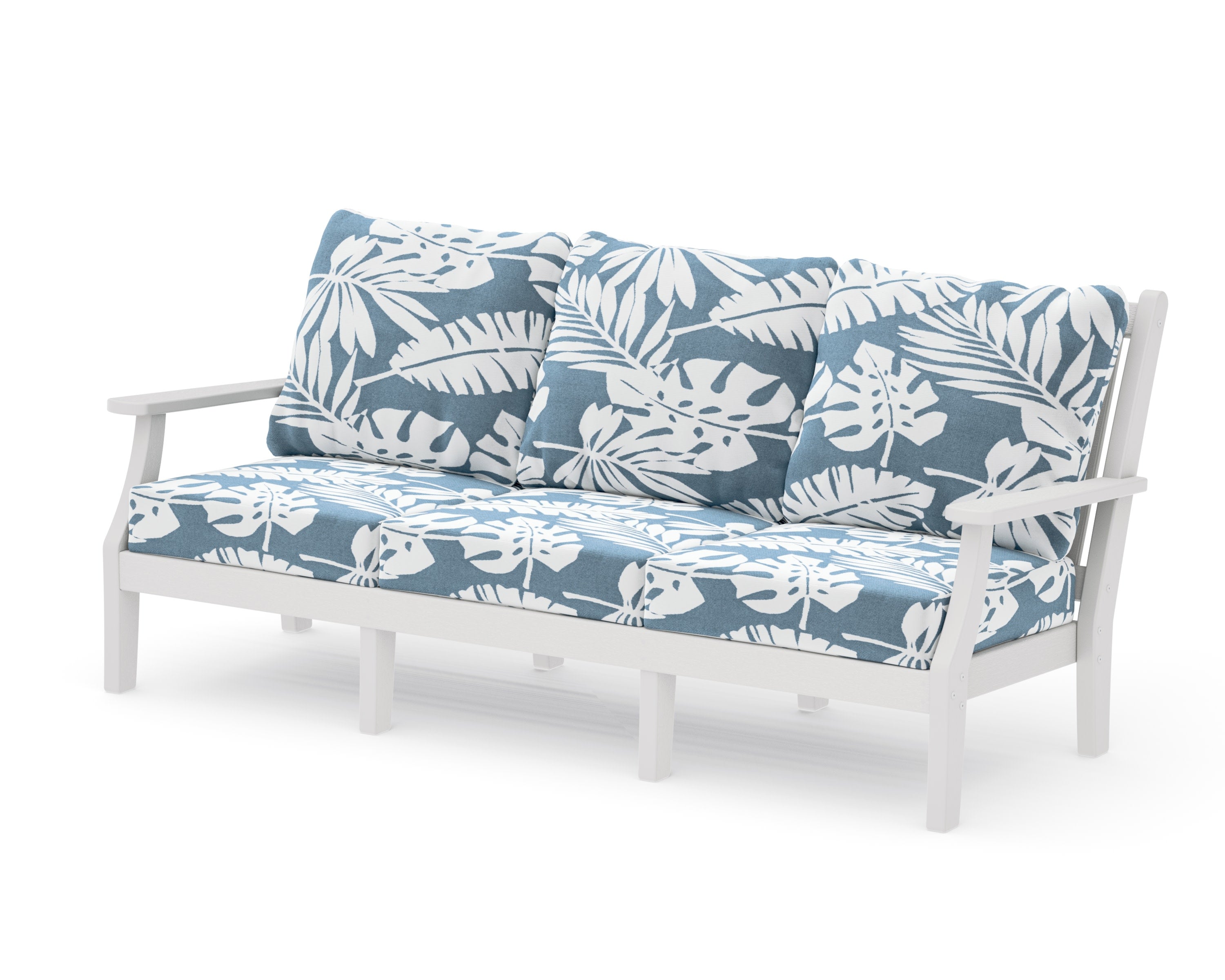 Wovendale Deep Seating Sofa in Vintage White / Leaf Sky Blue