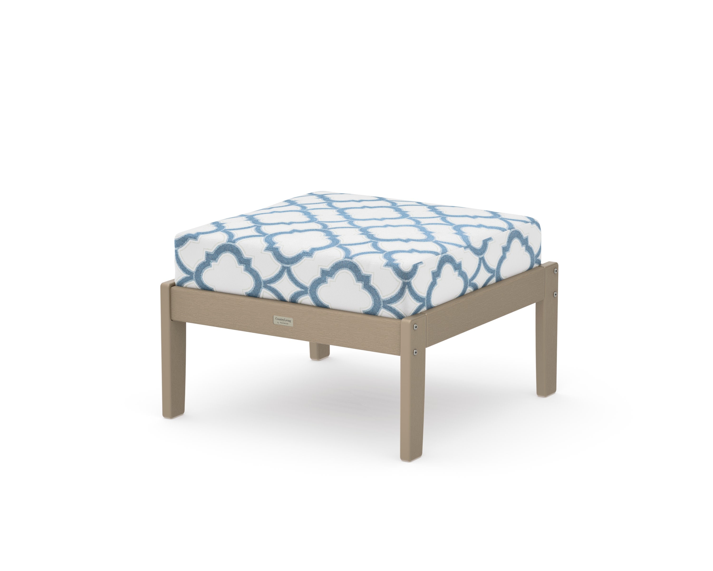 Cottage Deep Seating Ottoman in Vintage Sahara / Trellis Sky Blue