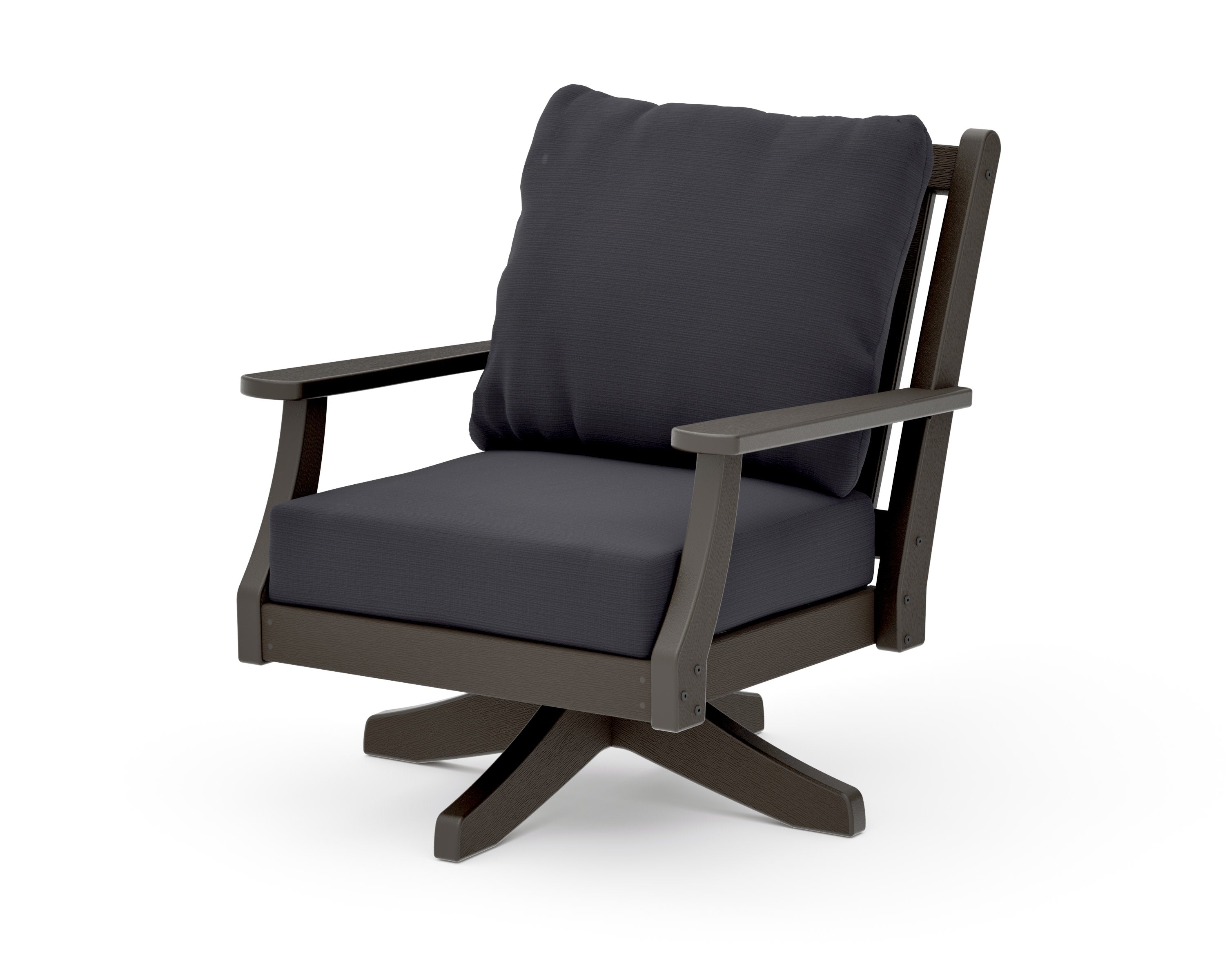 Wovendale Deep Seating Swivel Chair in Vintage Coffee / Midnight Linen