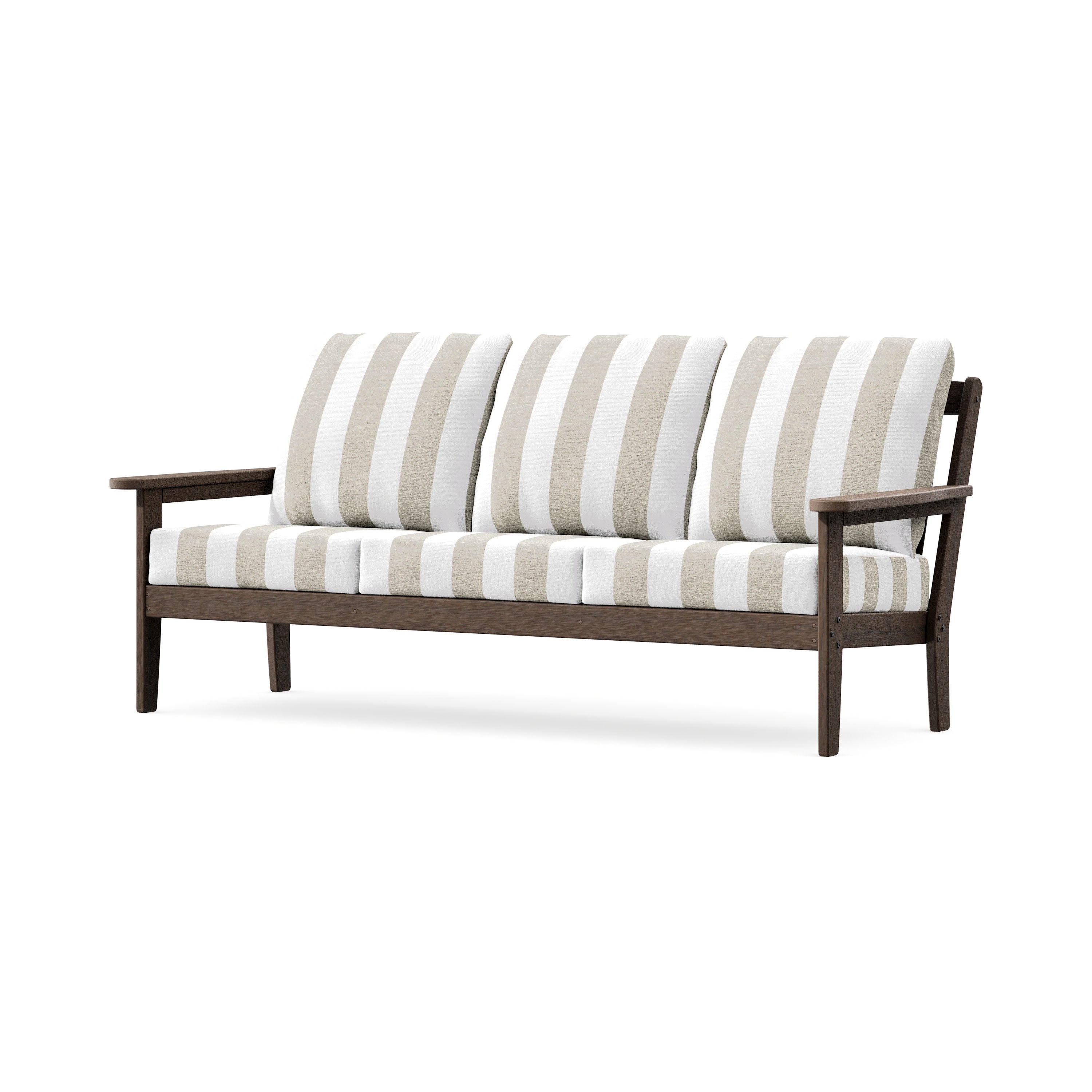 Cottage Deep Seating Sofa in Kona / Cabana Stripe Dune Burlap