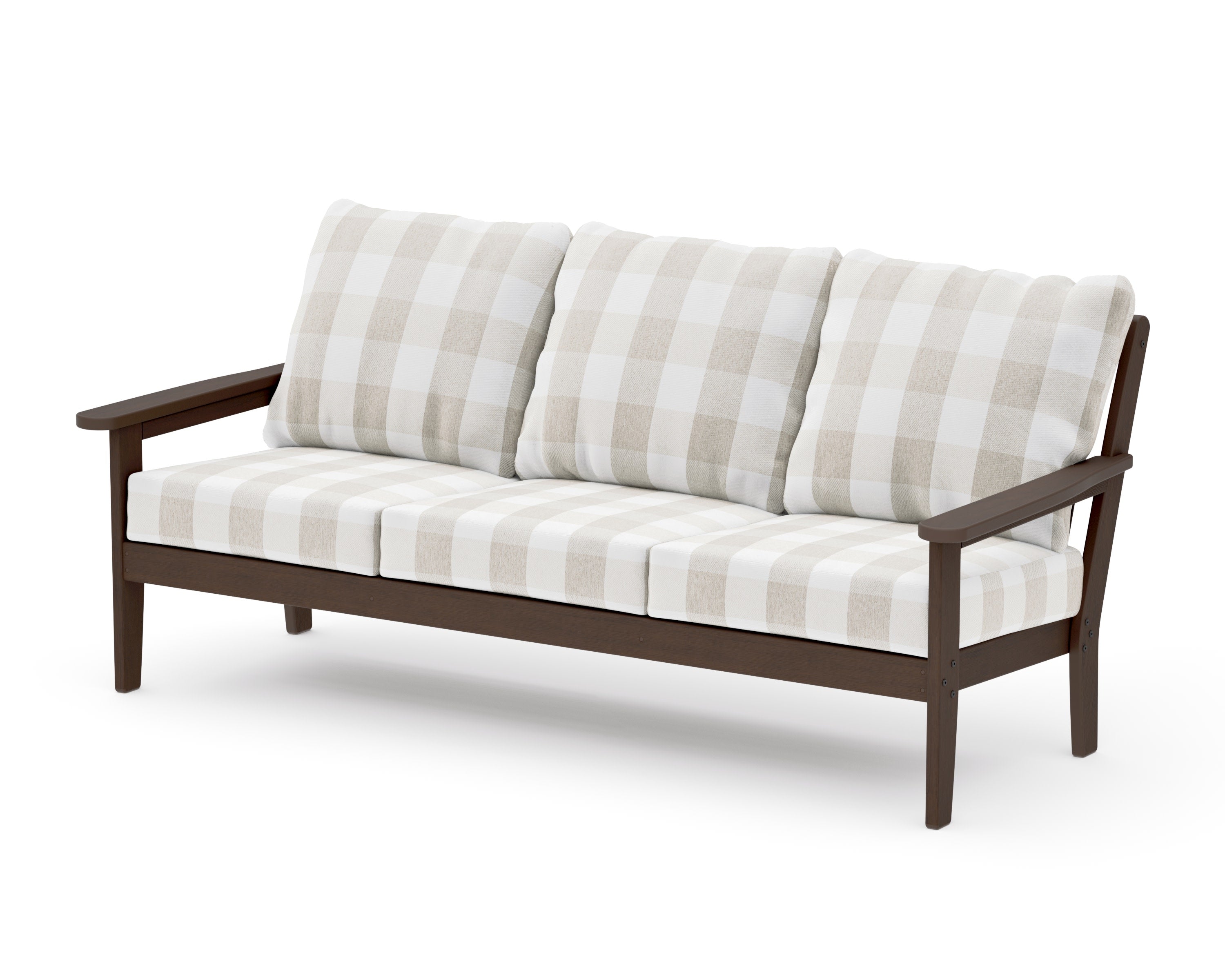 Cottage Deep Seating Sofa in Kona / Buffalo Plaid Dune Burlap
