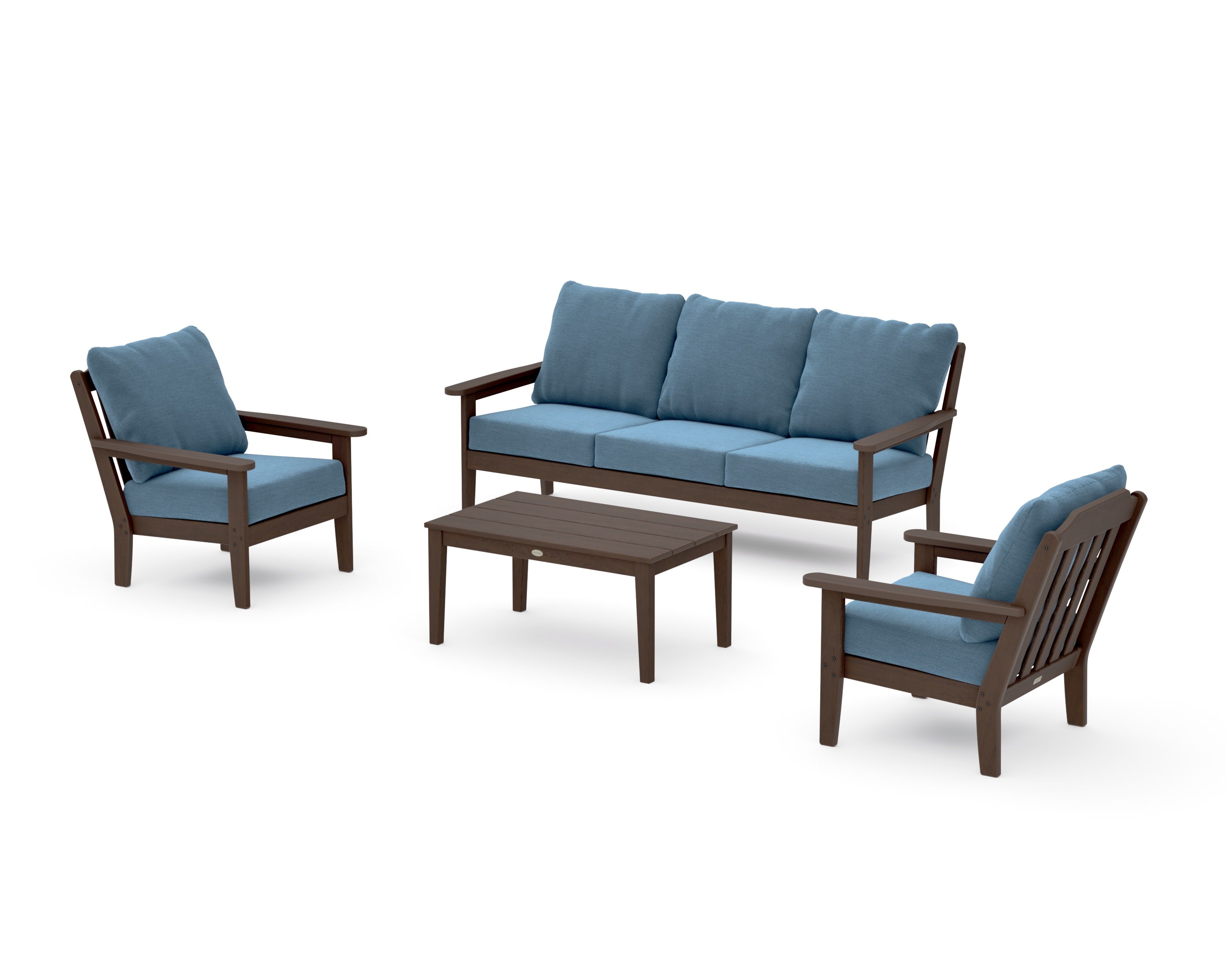 Cottage 4-Piece Deep Seating Set with Sofa in Kona / Sky Blue