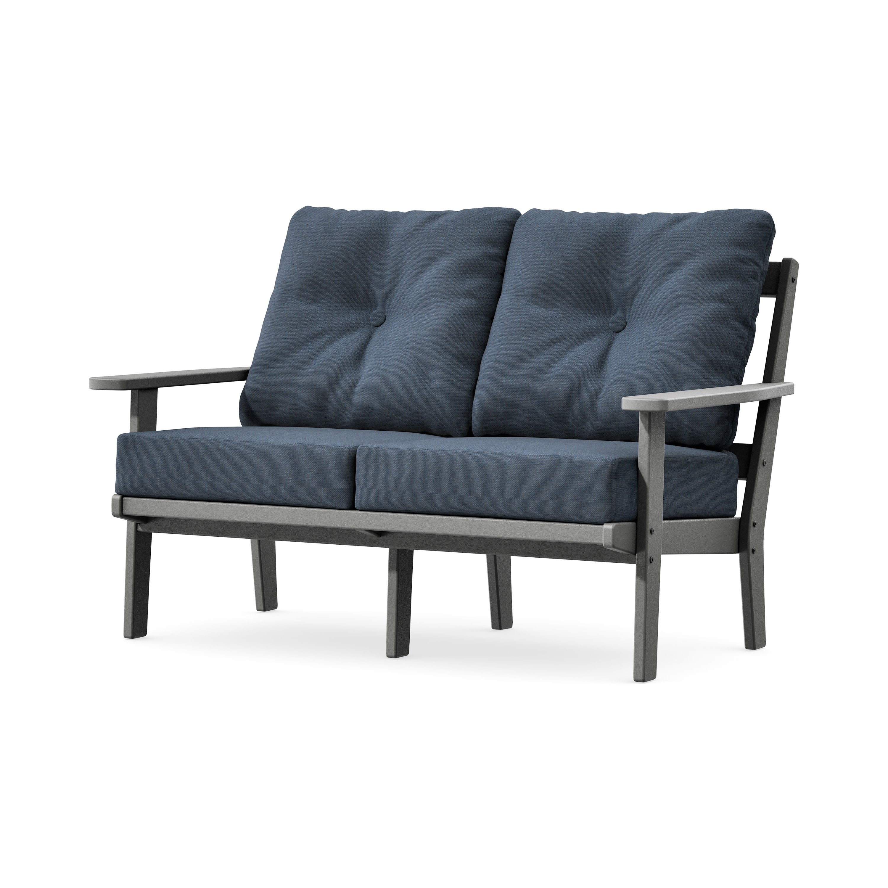 Prairie Deep SeatingLoveseat in Slate Grey / Marine Indigo