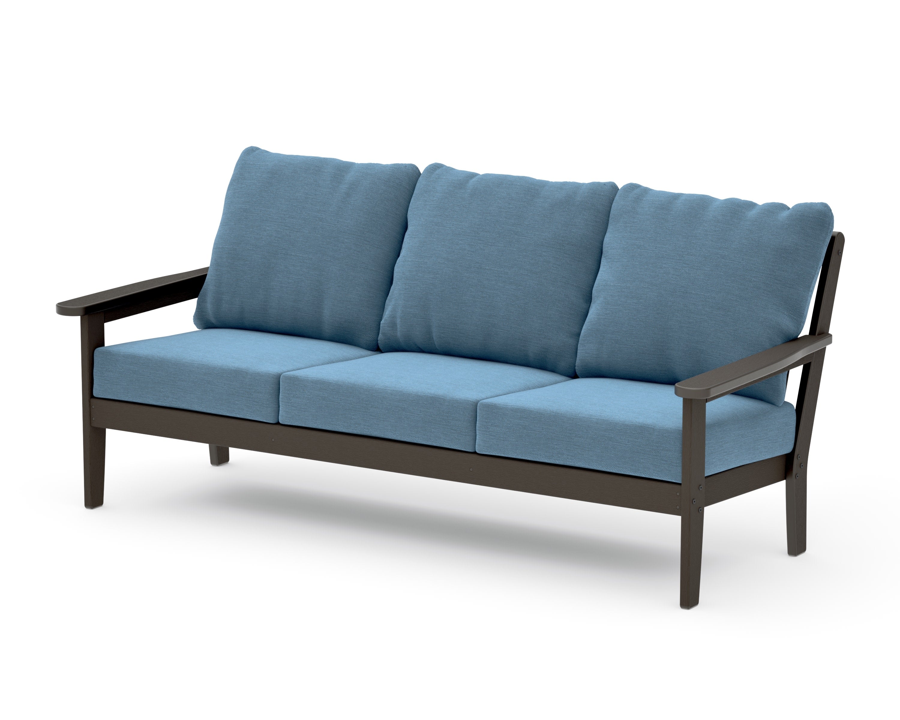 Cottage Deep Seating Sofa in Vintage Coffee / Sky Blue