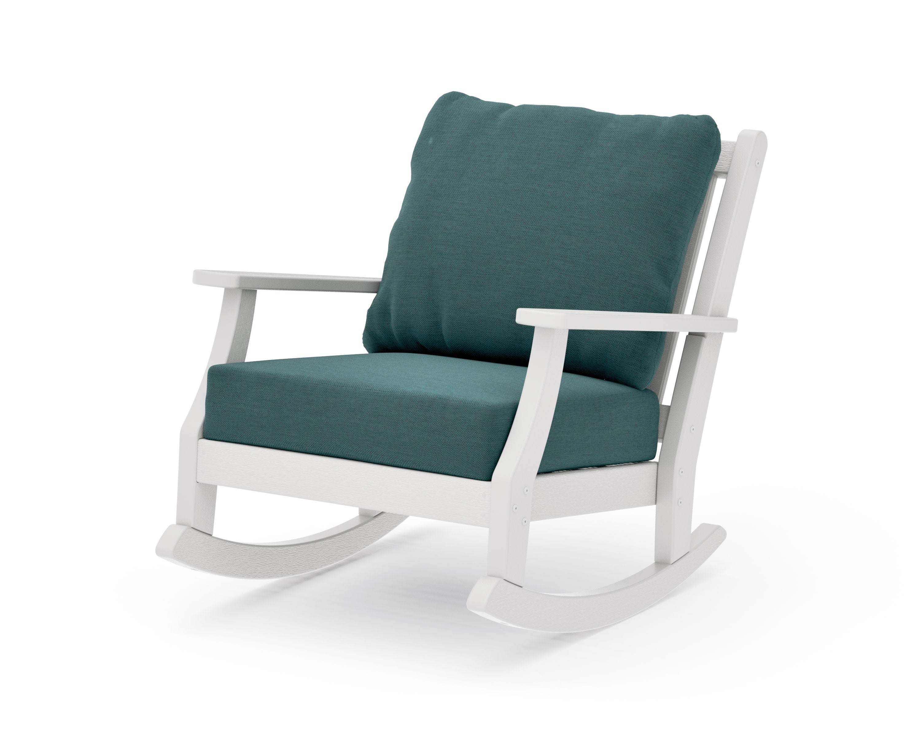 Wovendale Deep Seating Rocking Chair in Vintage White / Ocean Teal