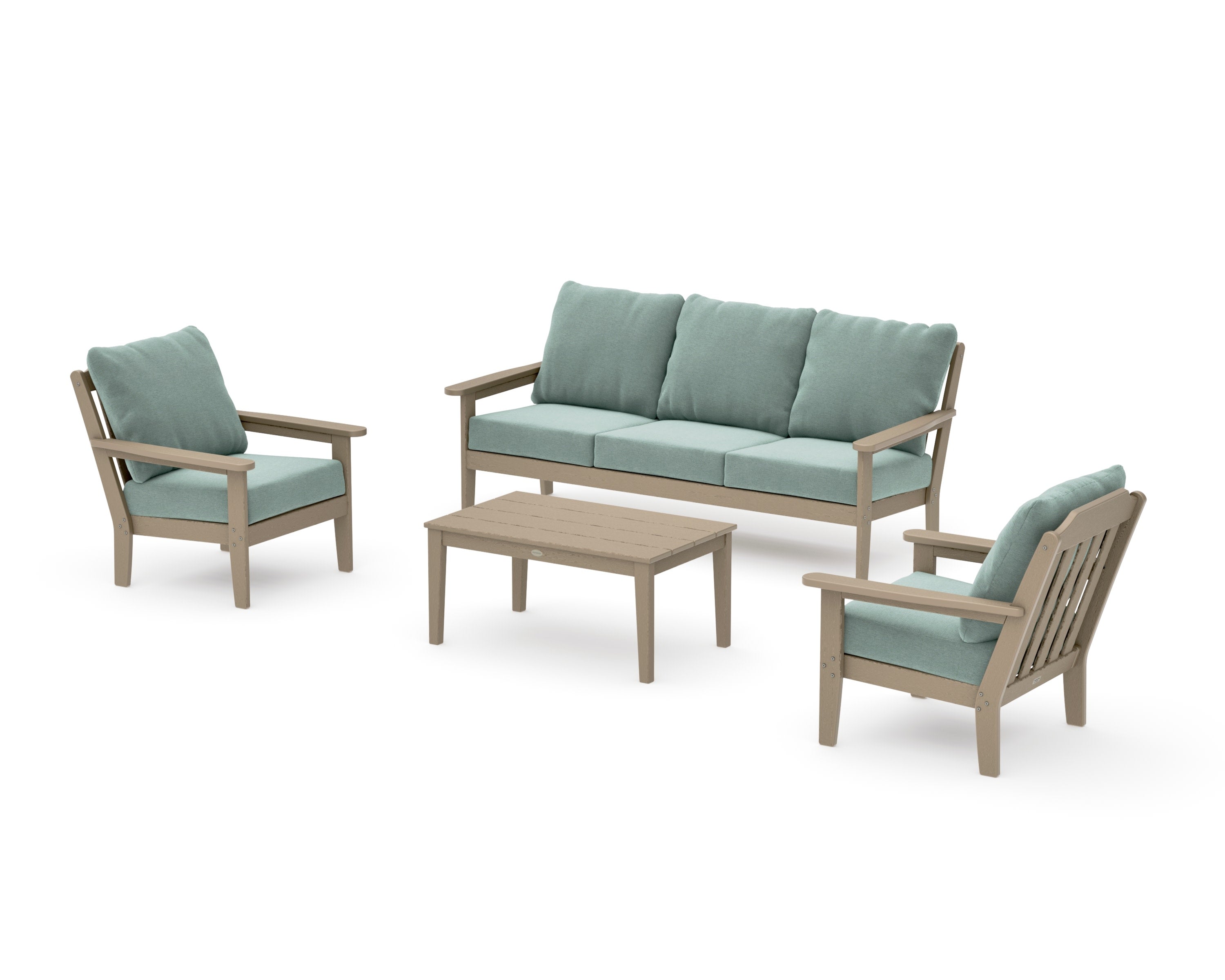 Cottage 4-Piece Deep Seating Set with Sofa in Vintage Sahara / Glacier Spa