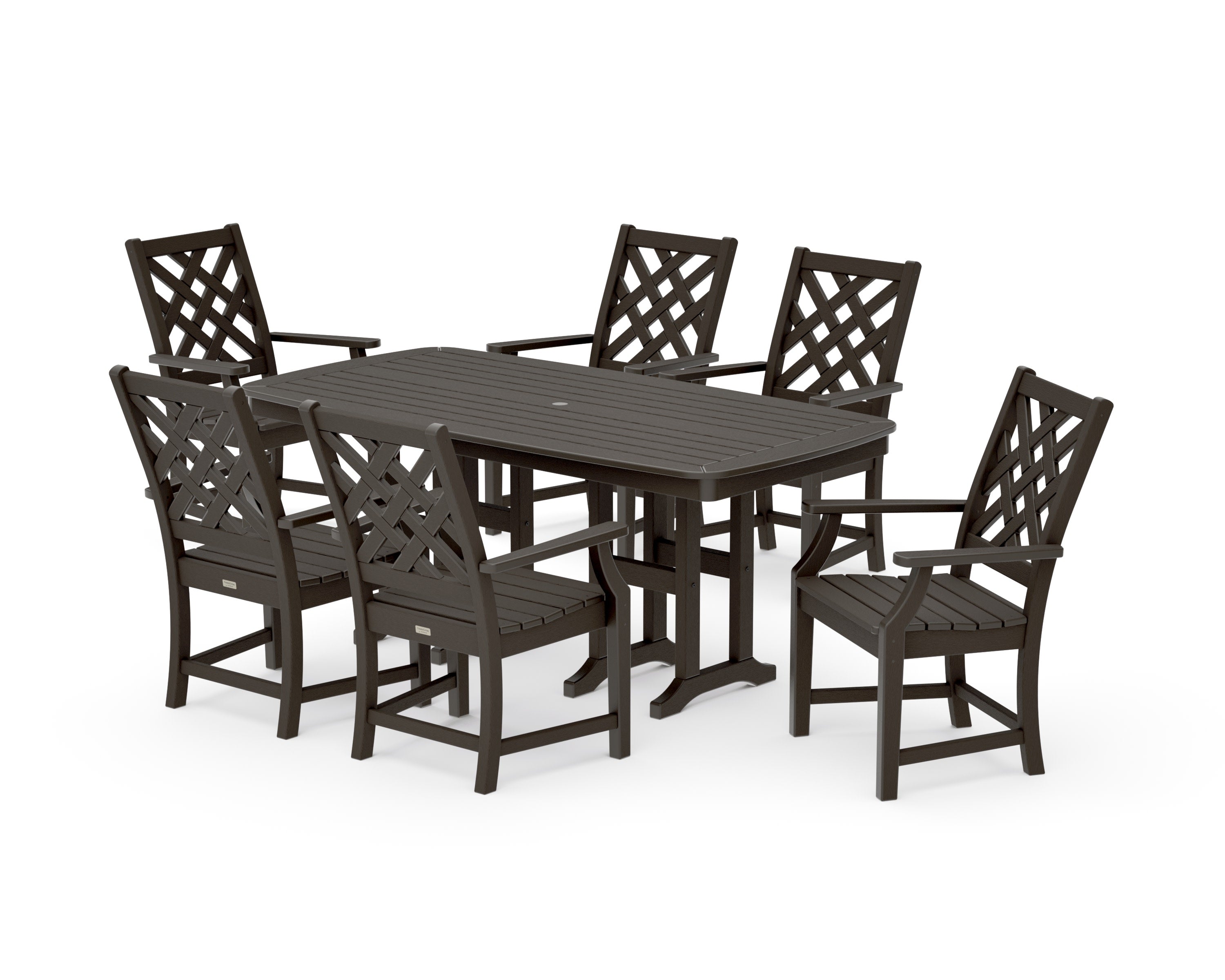 Wovendale Arm Chair 7-Piece Dining Set in Vintage Coffee