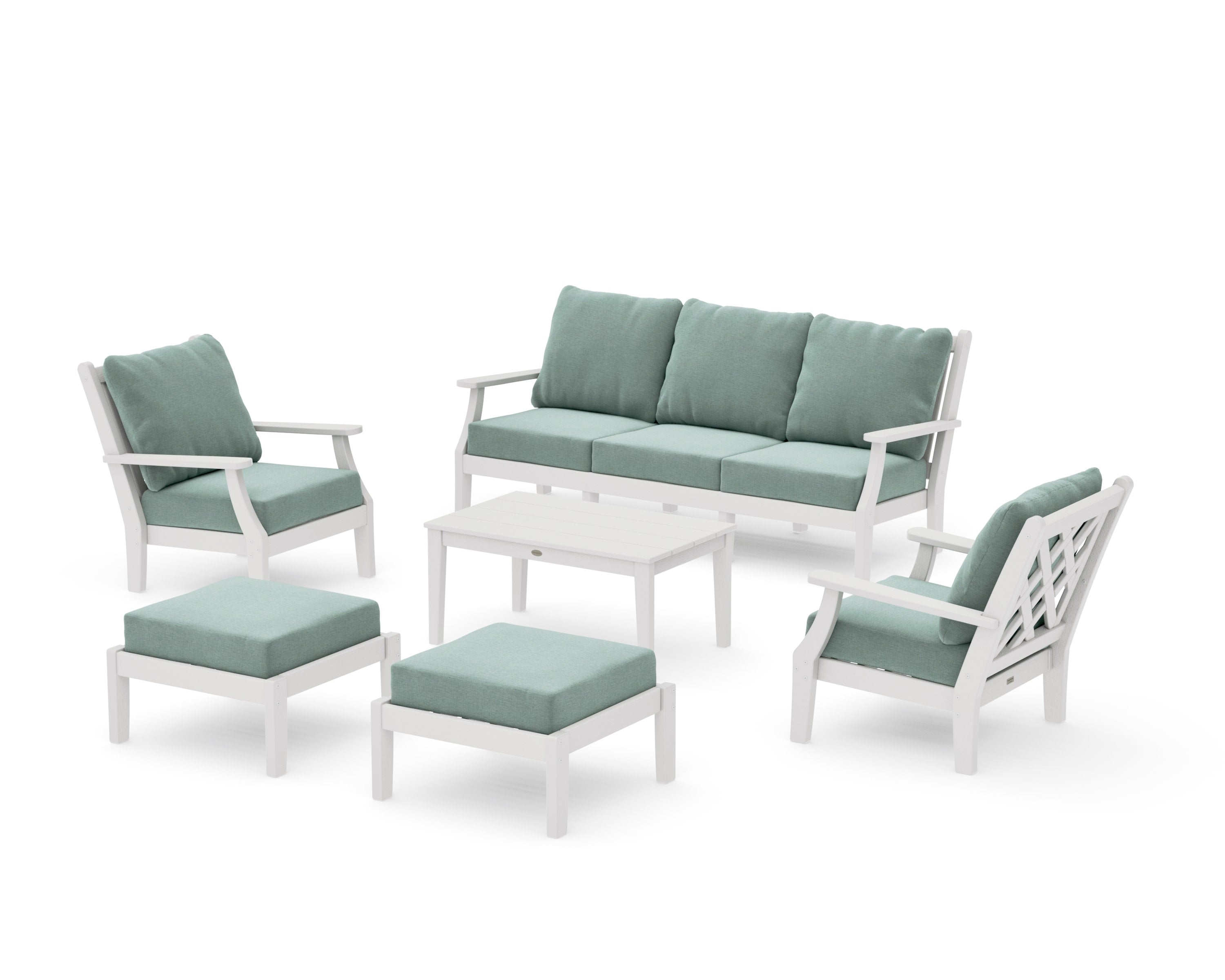 Wovendale 6-Piece Lounge Sofa Set in Vintage White / Glacier Spa