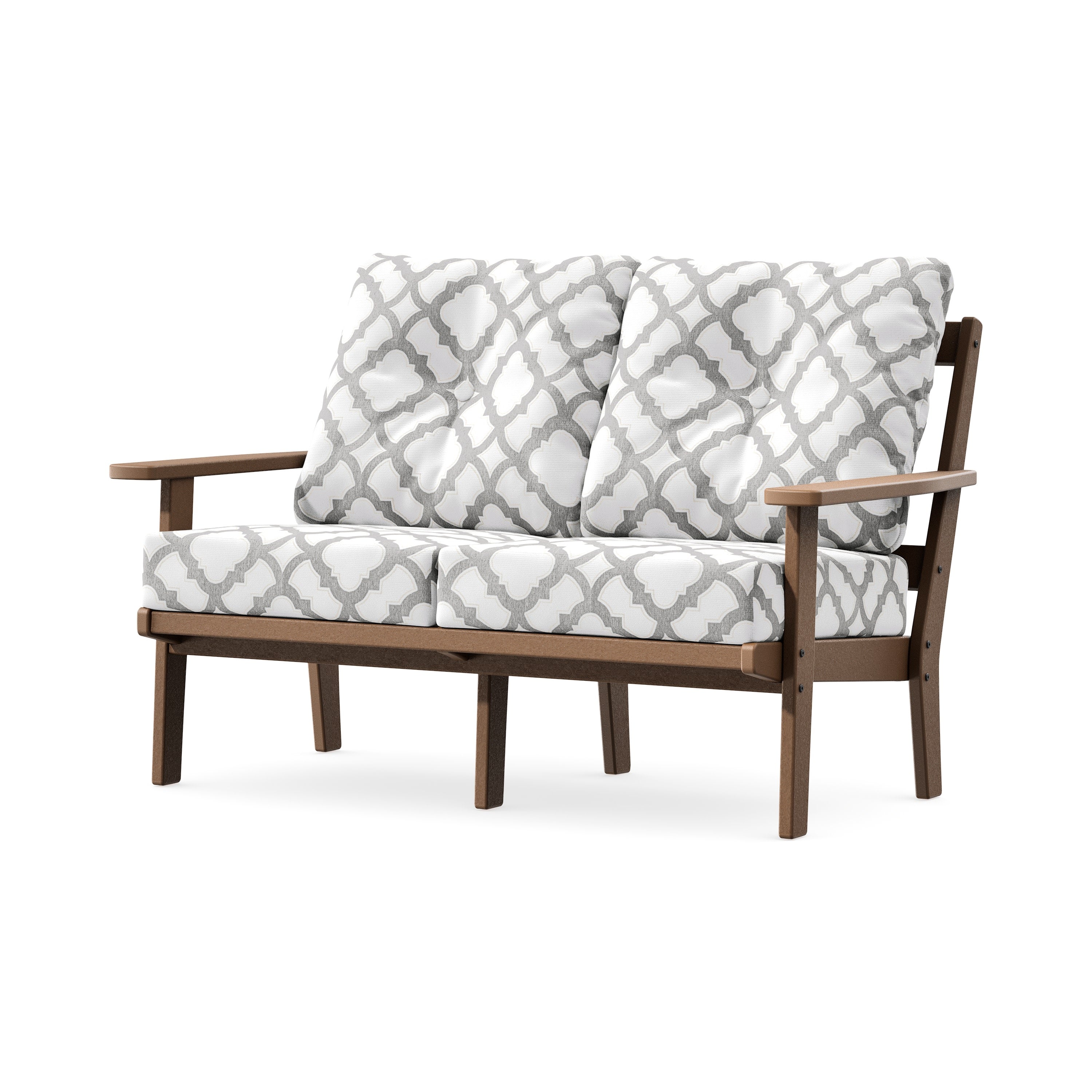 Prairie Deep SeatingLoveseat in Teak / Trellis Grey Mist