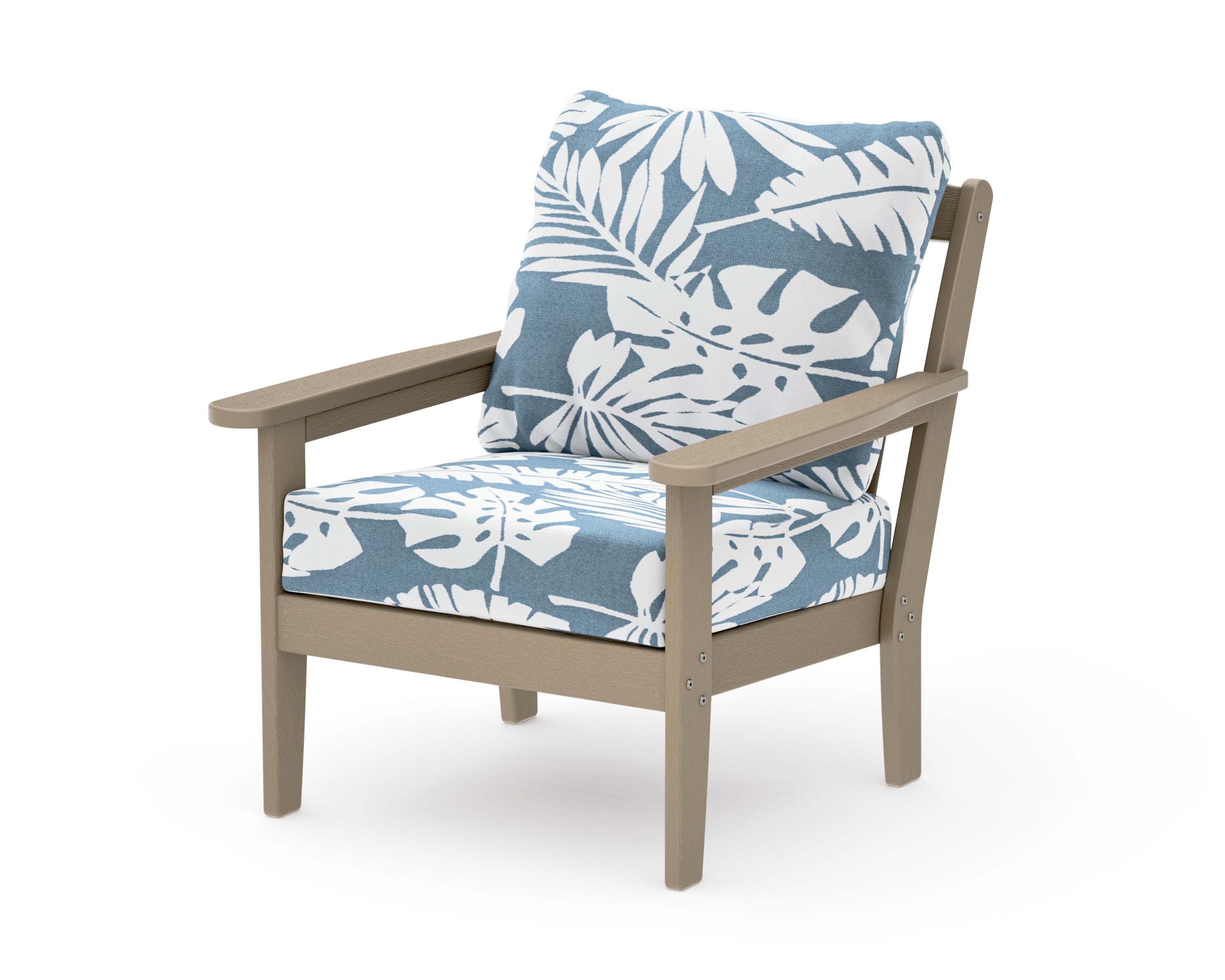 Cottage Deep Seating Chair in Vintage Sahara / Leaf Sky Blue